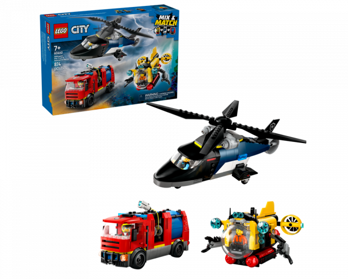 LEGO City Helicopter Fire Truck & Submarine Remix