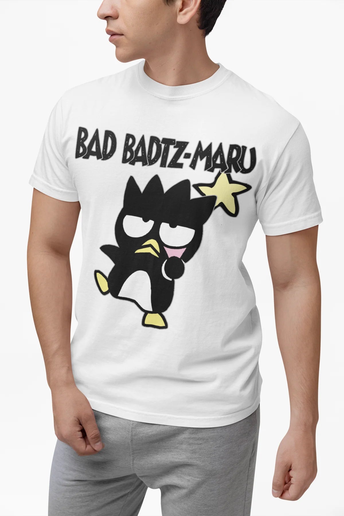 Hello Kitty Bad Badtz Maru Pose Star Dark Emo Classic Logo Official Men's T-Shirt