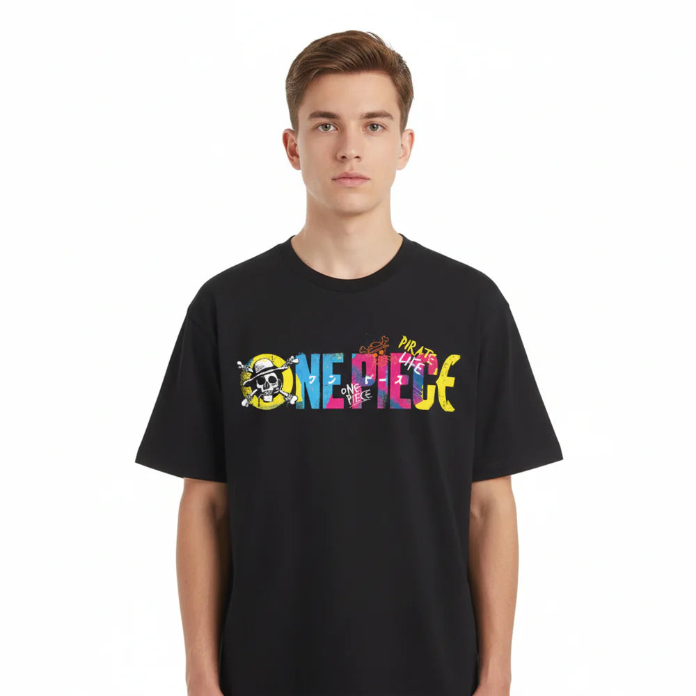 One Piece Colorful Pirate Life Logo T-Shirt