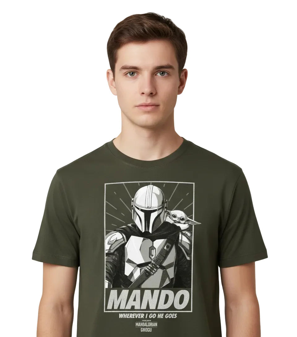 Mando Grogu Wherever I Go He Goes T-shirt