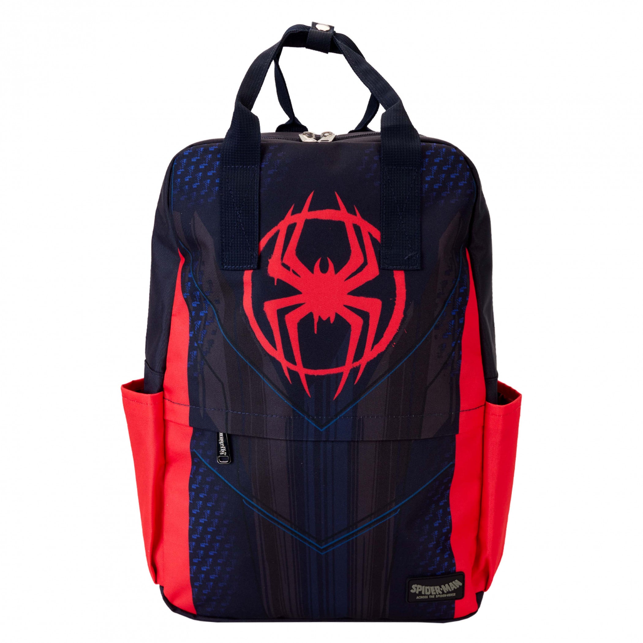 Spider-Verse Miles Morales Logo Full Size Nylon Backpack By Loungefly