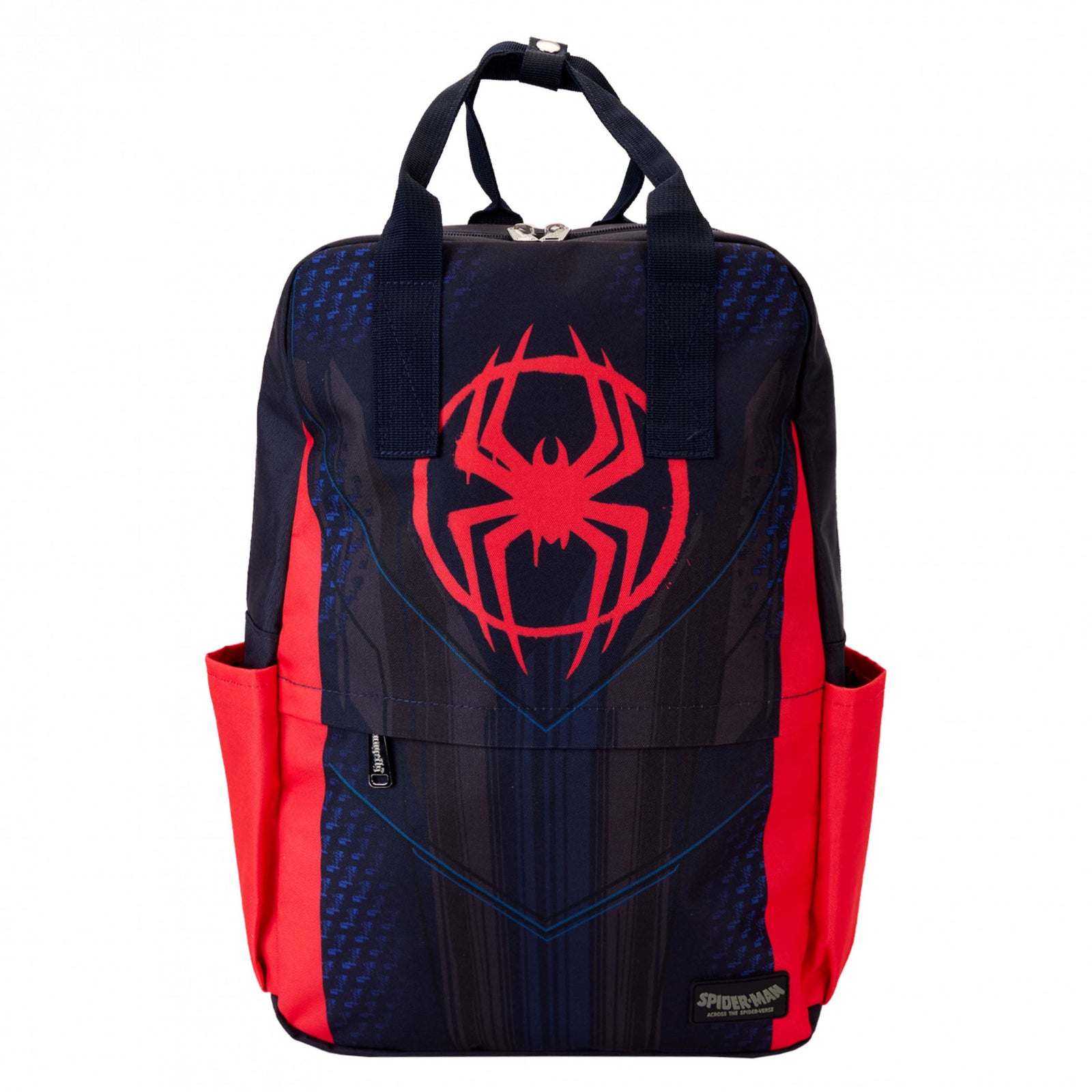 Spider-Verse Miles Morales Logo Full Size Nylon Backpack By Loungefly