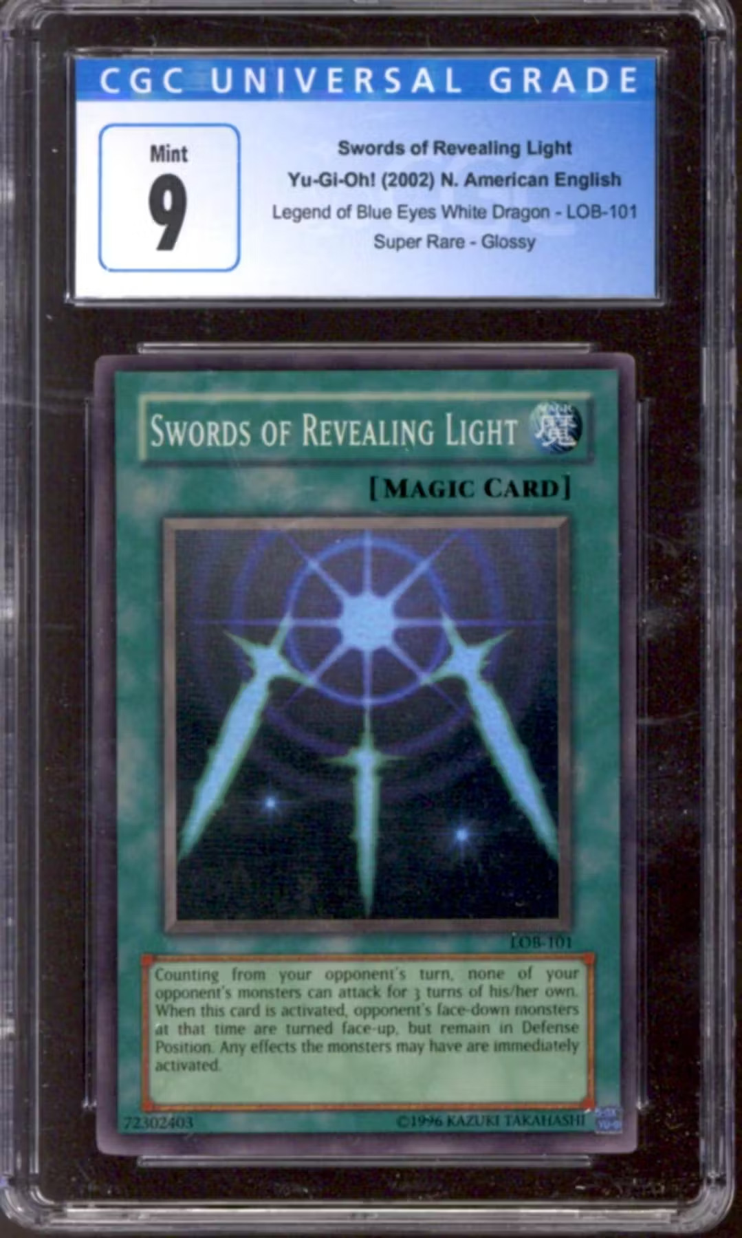 Yu-Gi-Oh Legend of Blue Eyes White Dragon Swords Of Revealing Light LOB-101 CGC 9