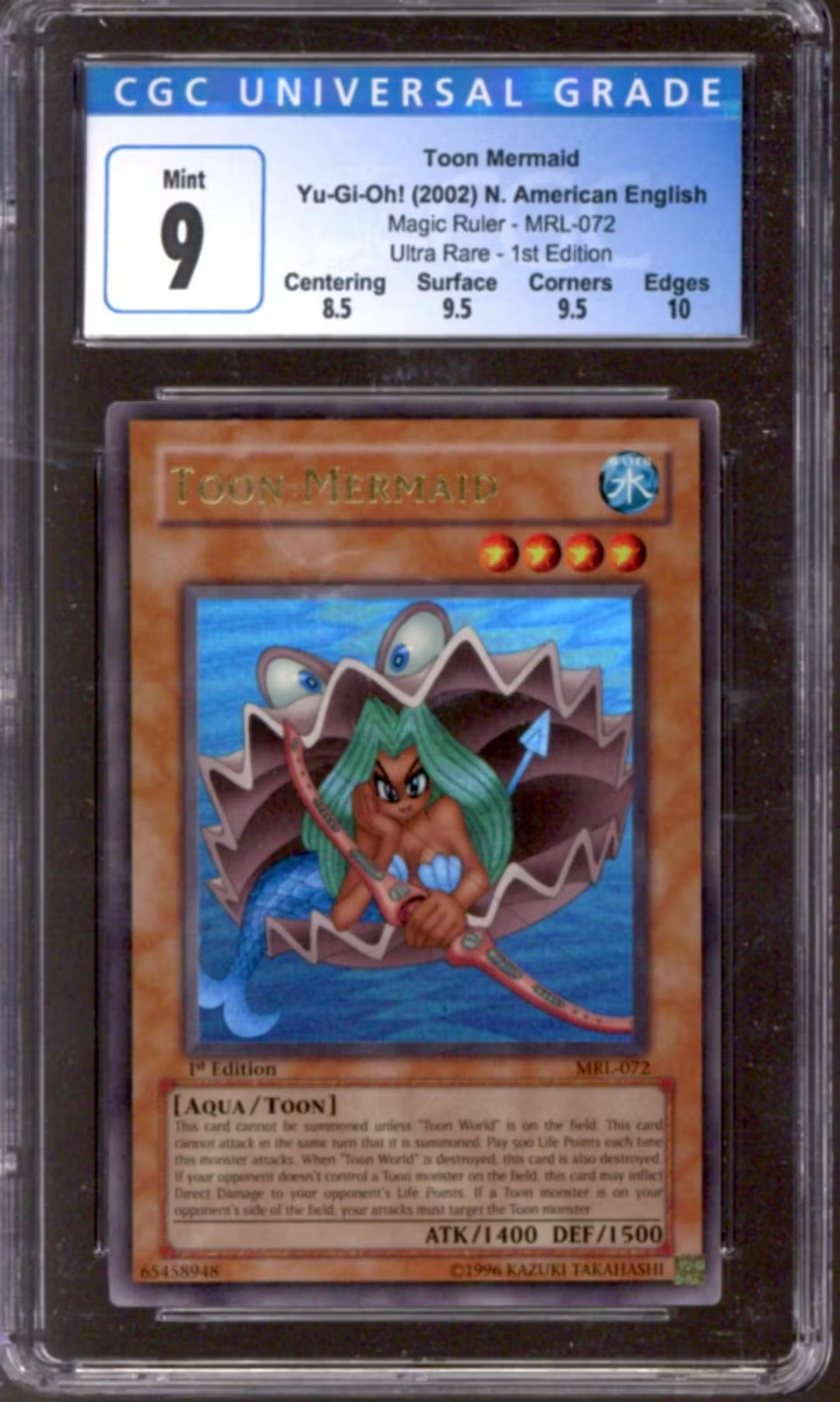 Yu-Gi-Oh Magic Ruler 1st Edition Toon Mermaid MRL-072 CGC 9 B+