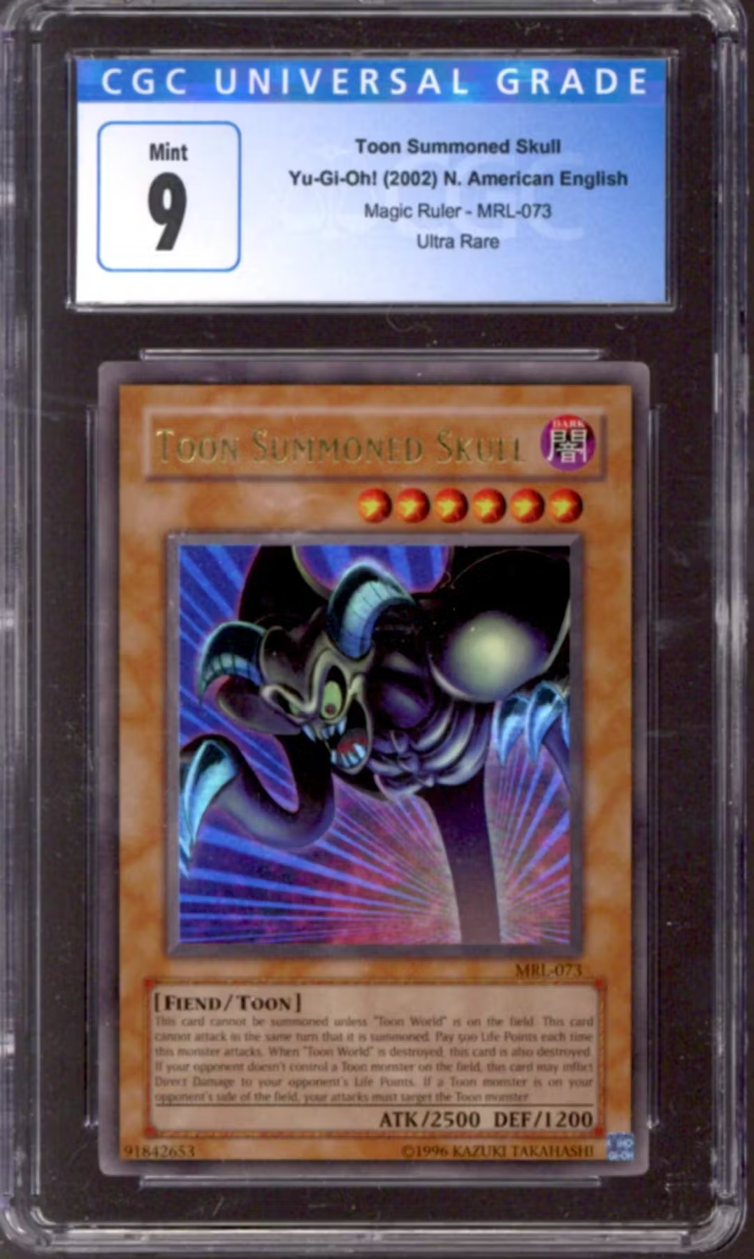 Yu-Gi-Oh Magic Ruler Toon Summoned Skull MRL-073 CGC 9