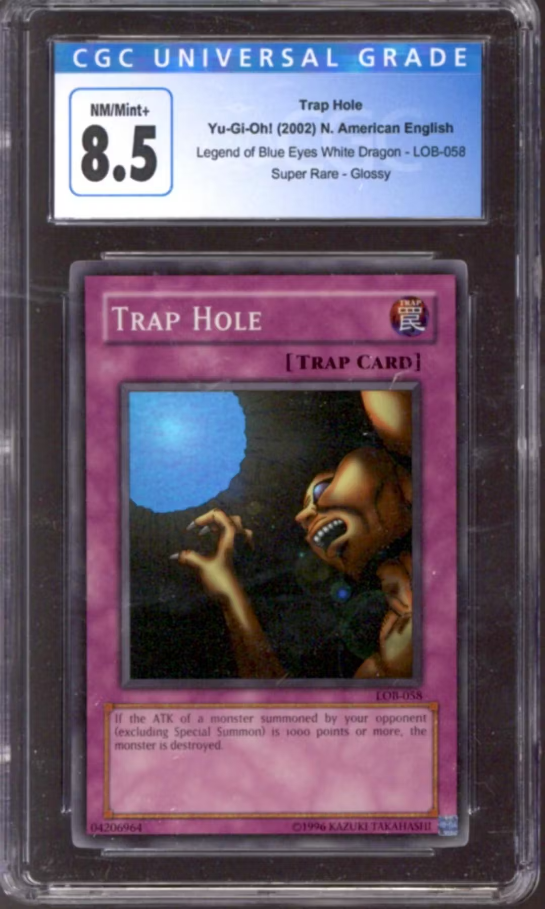Yu-Gi-Oh Legend of Blue Eyes White Dragon Trap Hole LOB-058 CGC 8.5