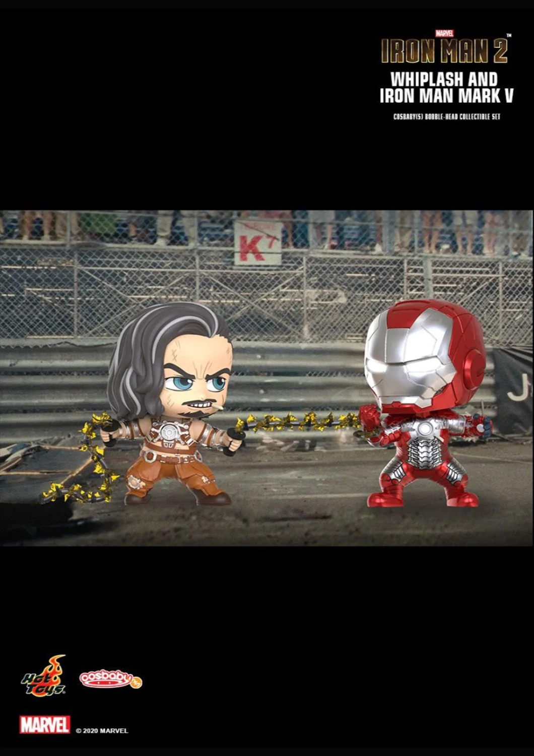 COSBABY IRON MAN 2 WHIPLASH AND IRON MAN MARK V MARK 5 BOBBLE HEAD COLLECTIBLE SET