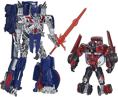 Transformers 4 Age of Extinction Leader Class Optimus Prime with Trailer and Sideswipe