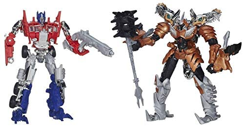 Transformers 4 Age of Extinction Platinum Edition Voyager Class Optimus Prime Evasion Mode and Grimlock Set of 2