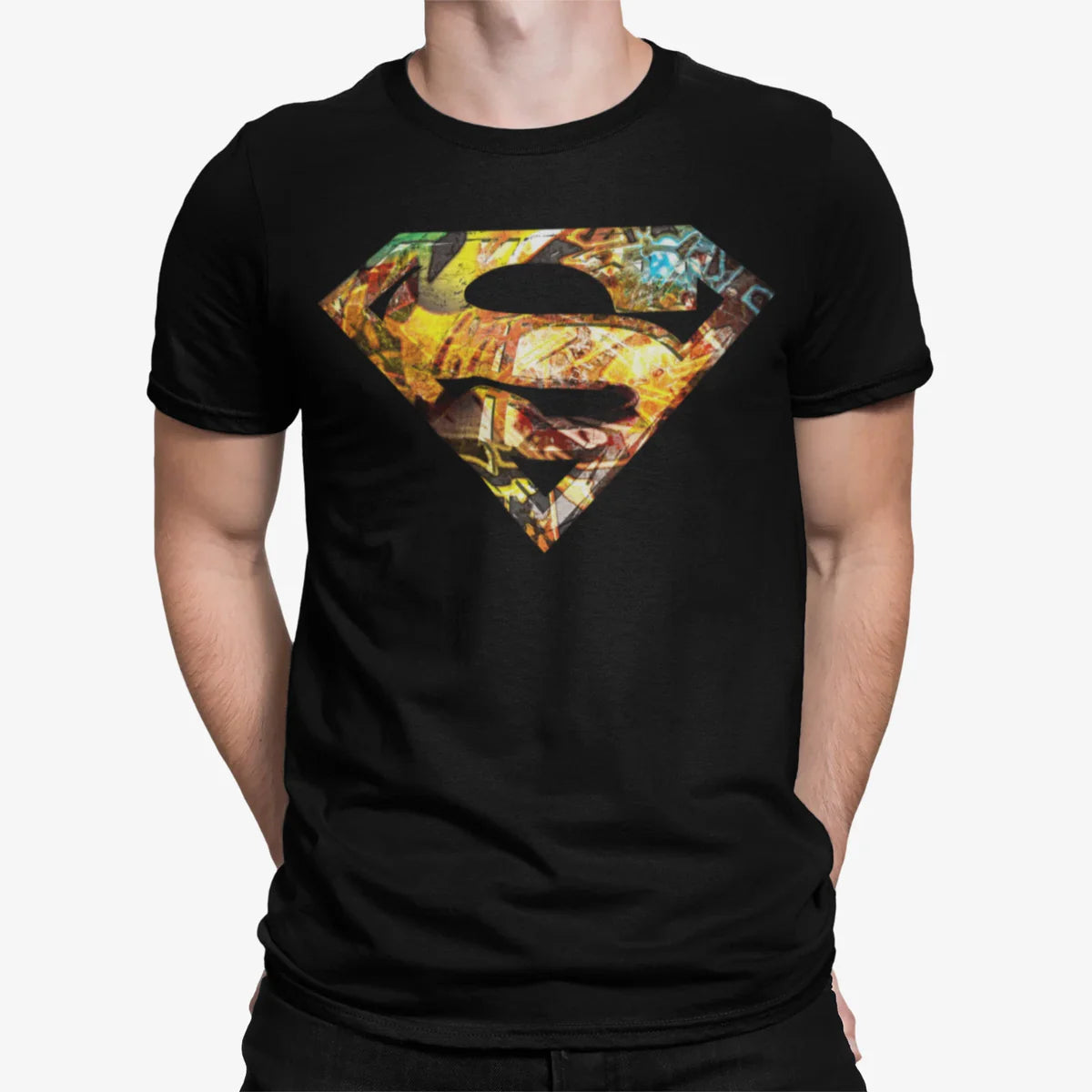 DC Comics Superman Logo Mural Official Men's T-shirt