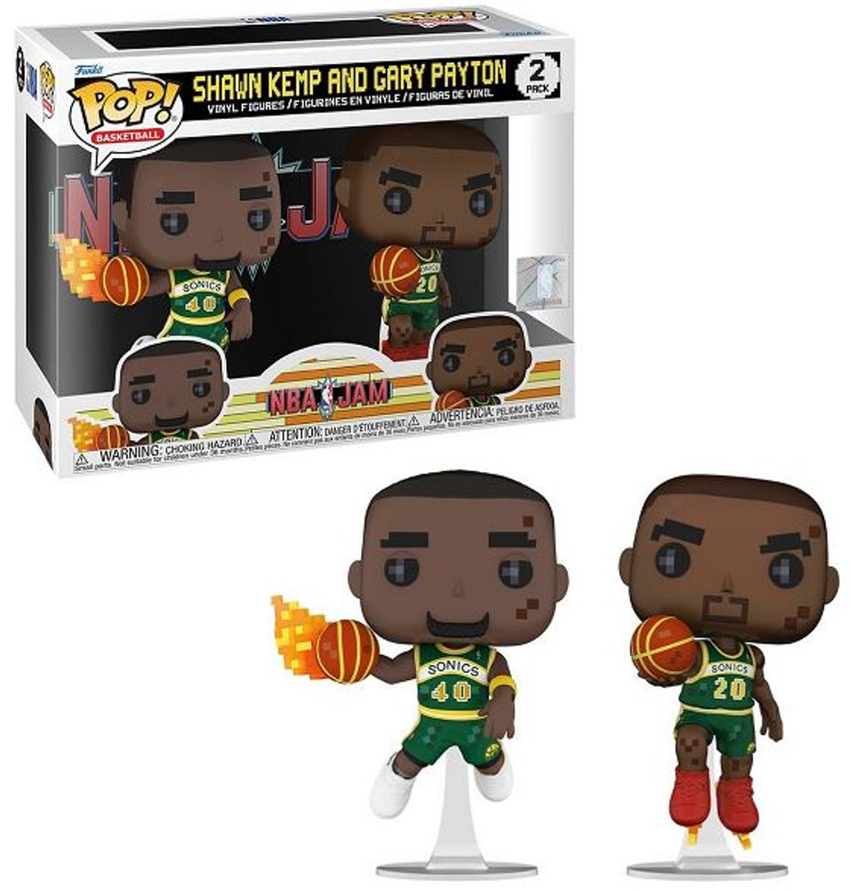 8-Bit NBA Jam Pop! 2 Pack Shawn Kemp & Gary Payton Seattle Supersonics