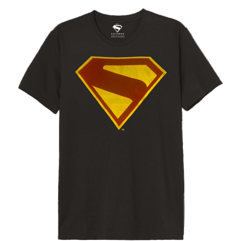 Red & Yellow Flock Logo Superman T-shirt