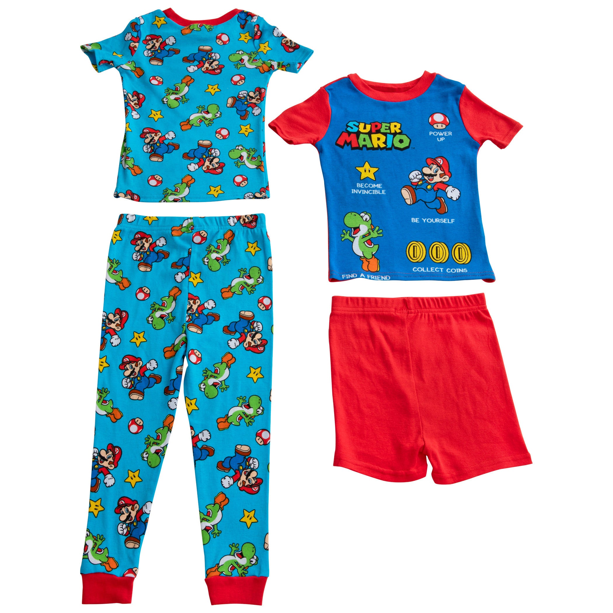 Super Mario Bros. and Yoshi All Over Print 4-Piece Pajama Set