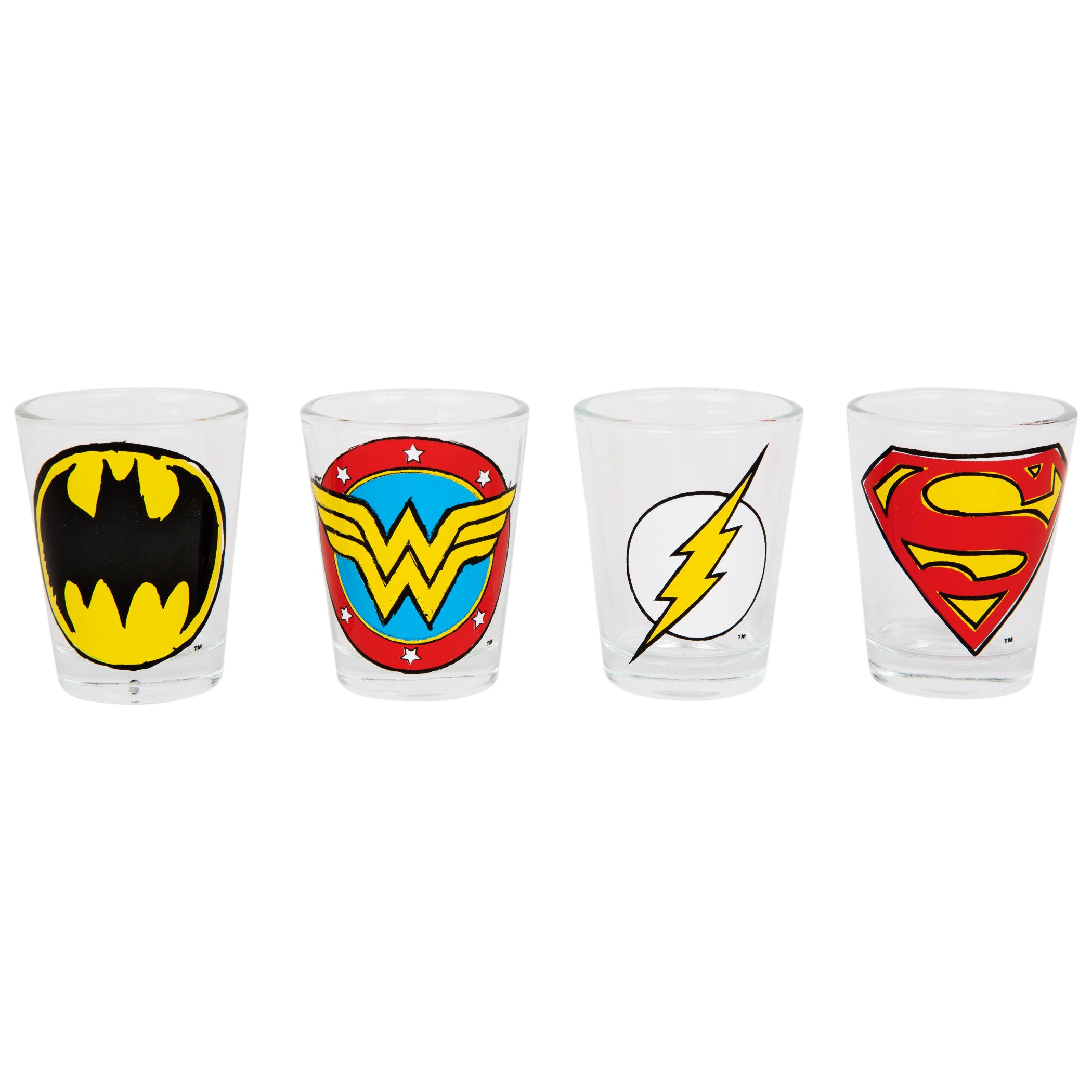 DC Comics Sketch Logo 4pc Shot Glass Set