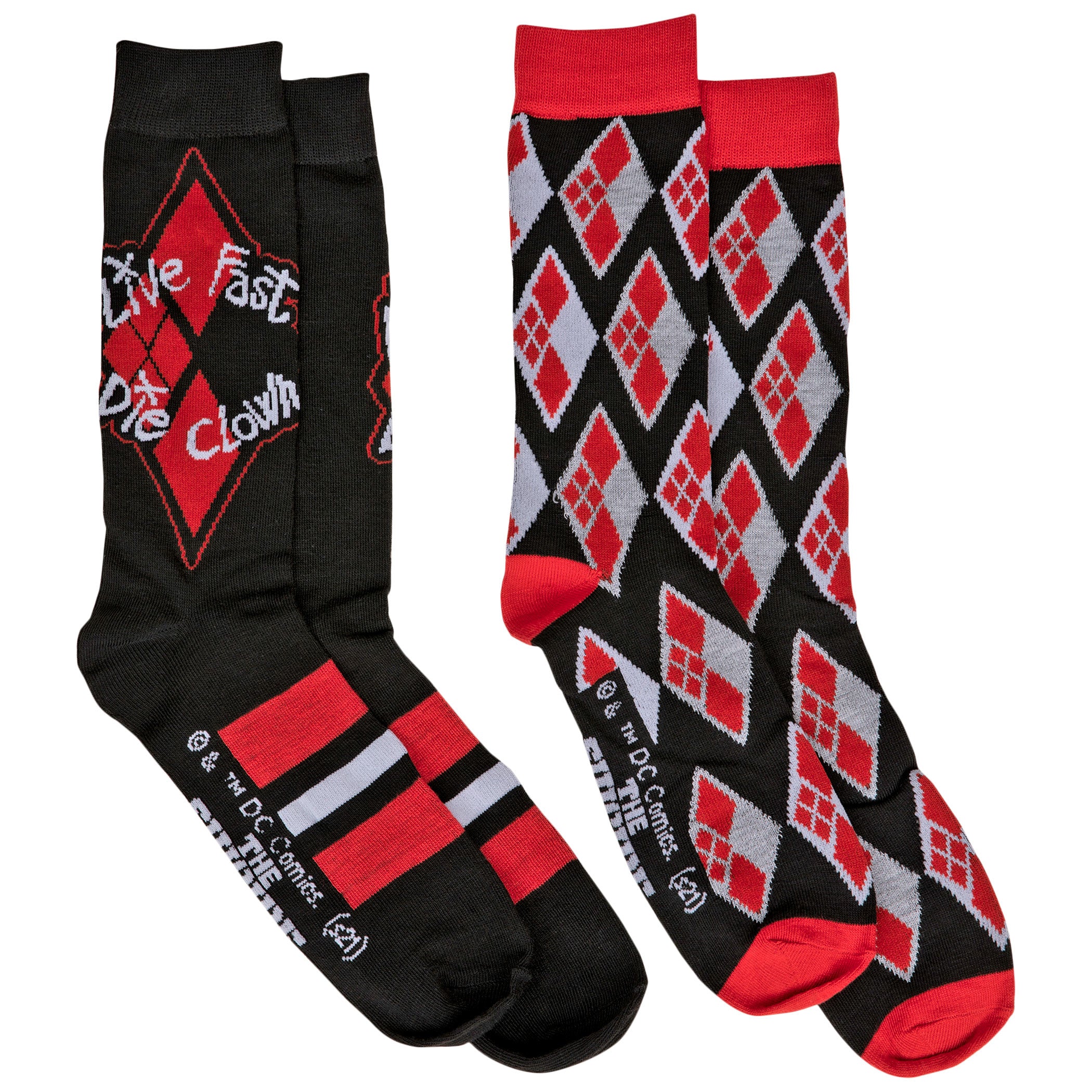 The Suicide Squad Harley Quinn Lie Fast Die Clown 2-Pair Pack of Casual Crew Socks