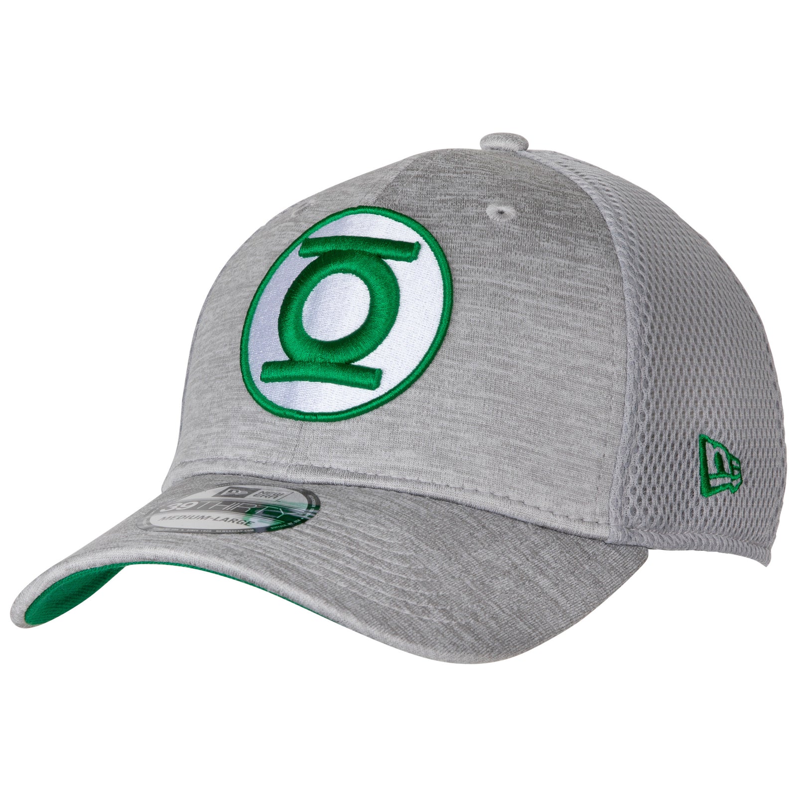 Green Lantern Symbol Grey Shadow Tech New Era 39Thirty Fitted Hat