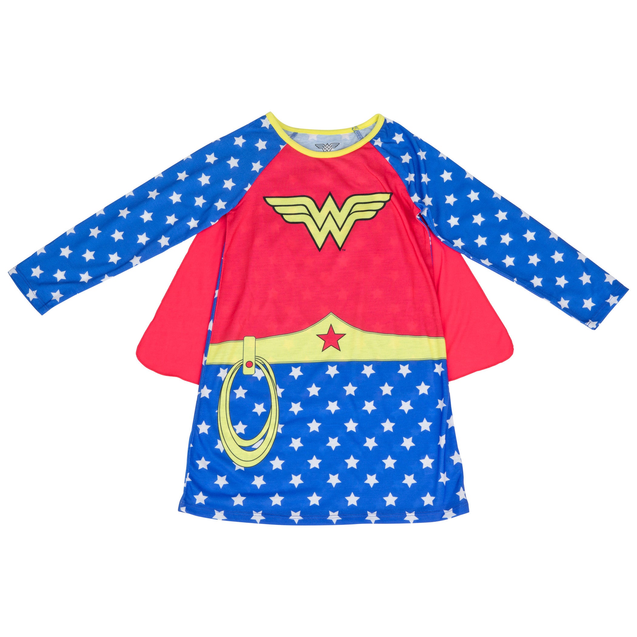 Wonder Woman Costume with Star Shoulders Long Sleeve Sleep Gown