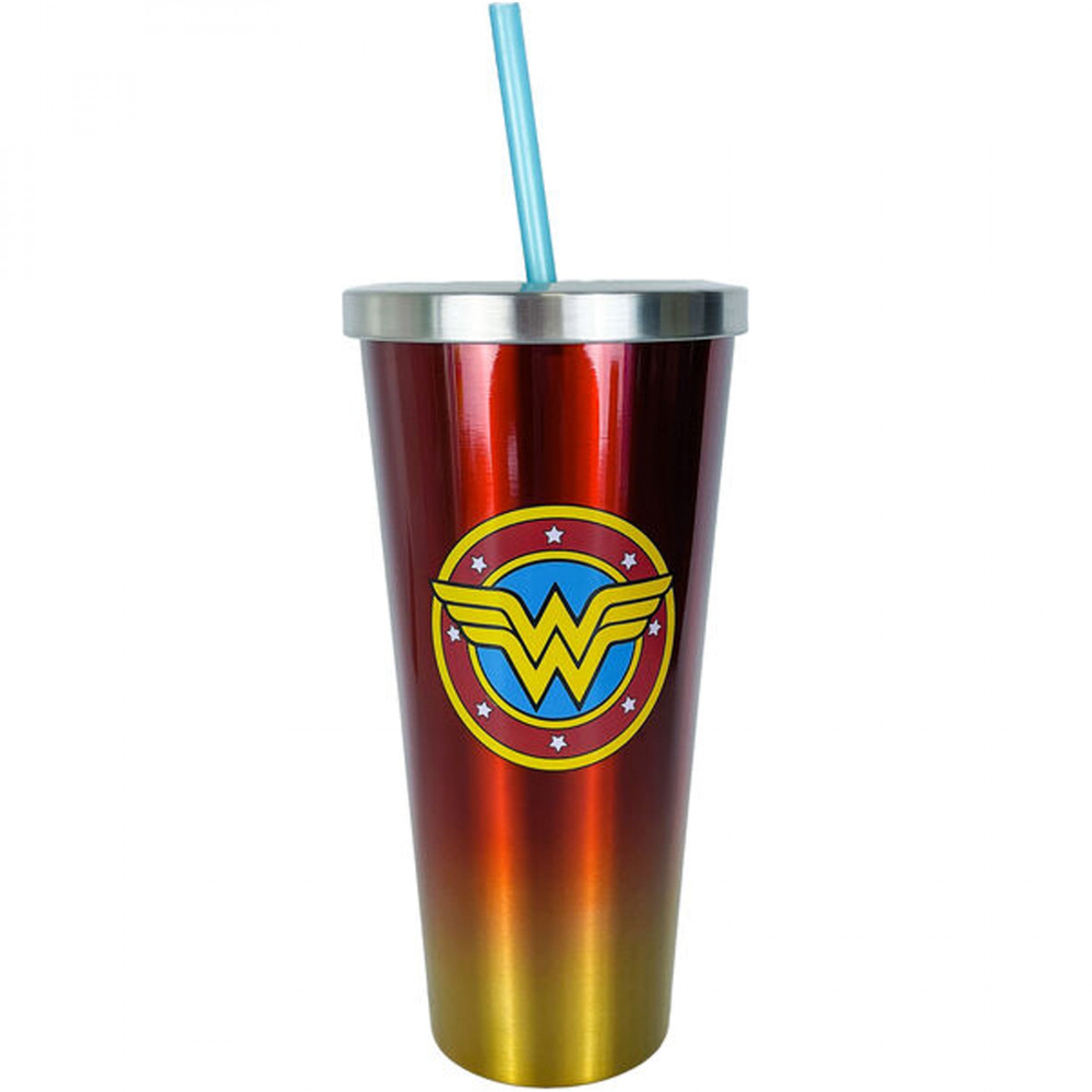 Wonder Woman Symbol Stainless Steel Travel Mug with Straw