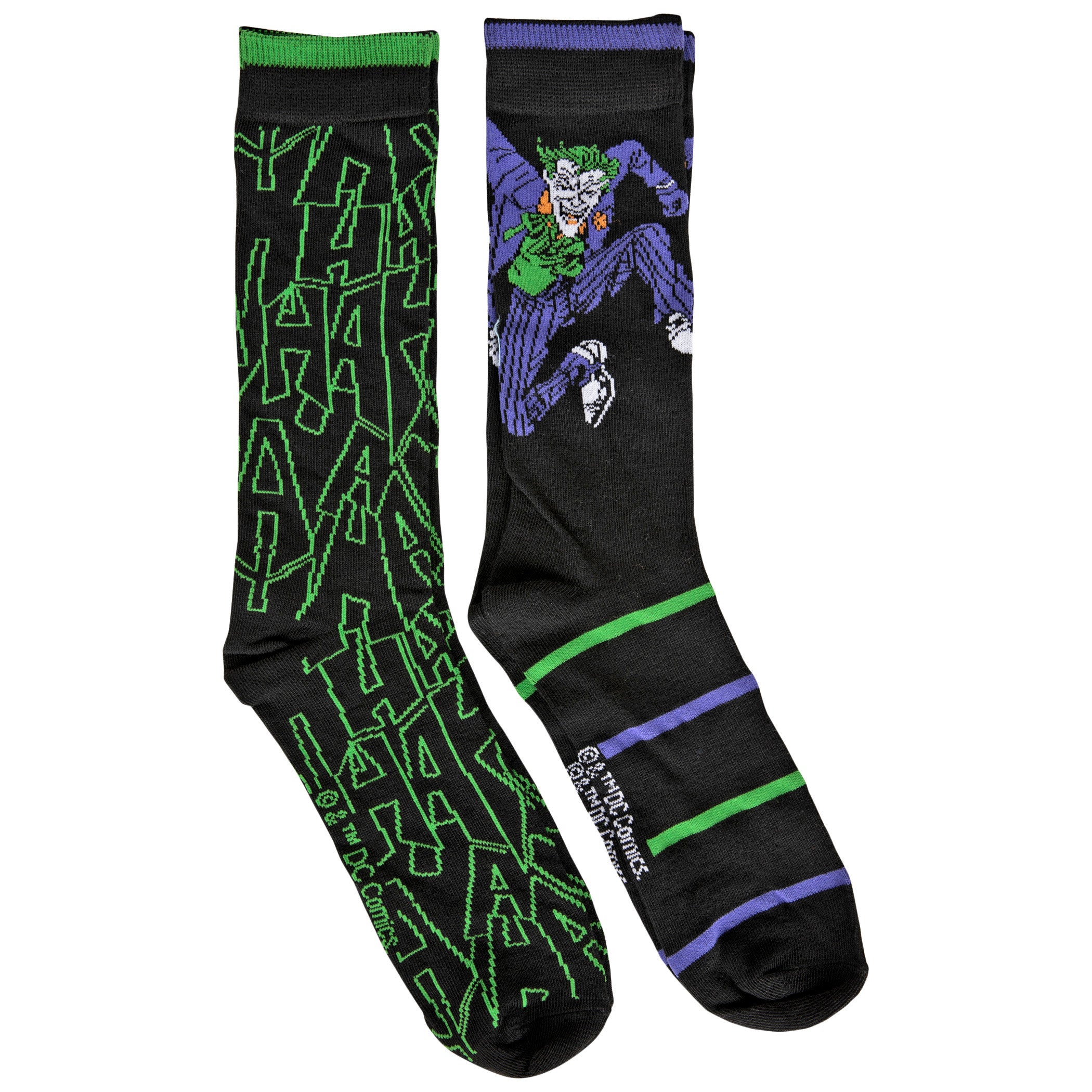 Joker Character and Hahaha Symbols Men's 2-Pair Pack of Crew Socks