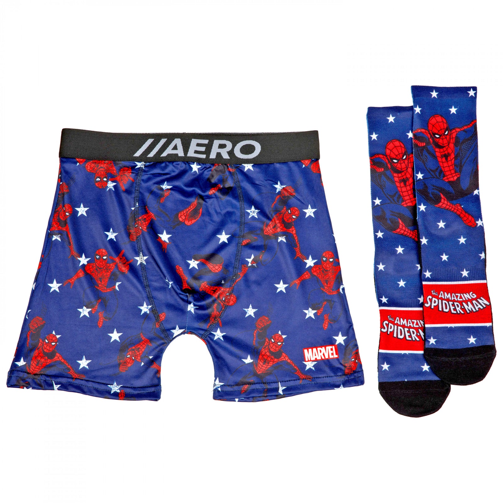 Spider-Man Swinging Aero Boxer Briefs Underwear and Sock Set