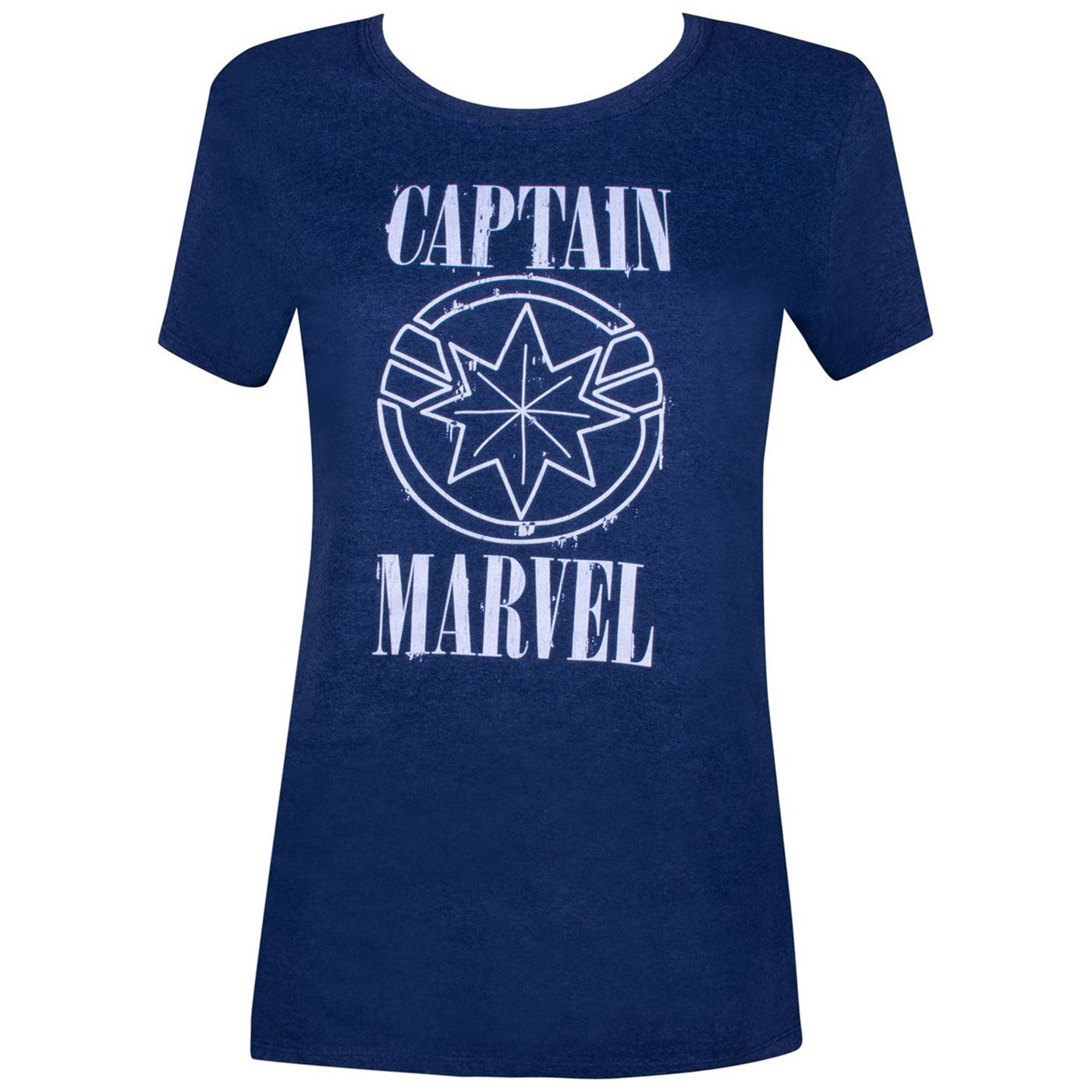 Captain Marvel Movie White Text and Symbol Women's T-Shirt