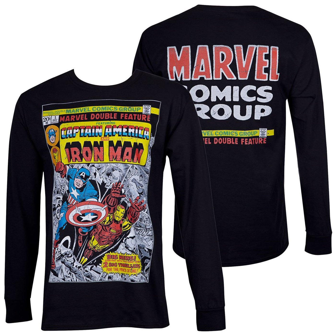 Captain America and Iron Man Double Feature Comic Black Long Sleeve Shirt