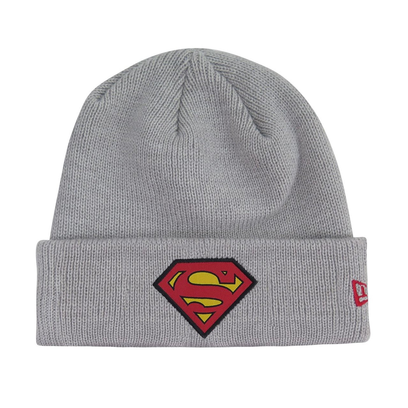 Superman Symbol Patch on Gray Cuff Beanie