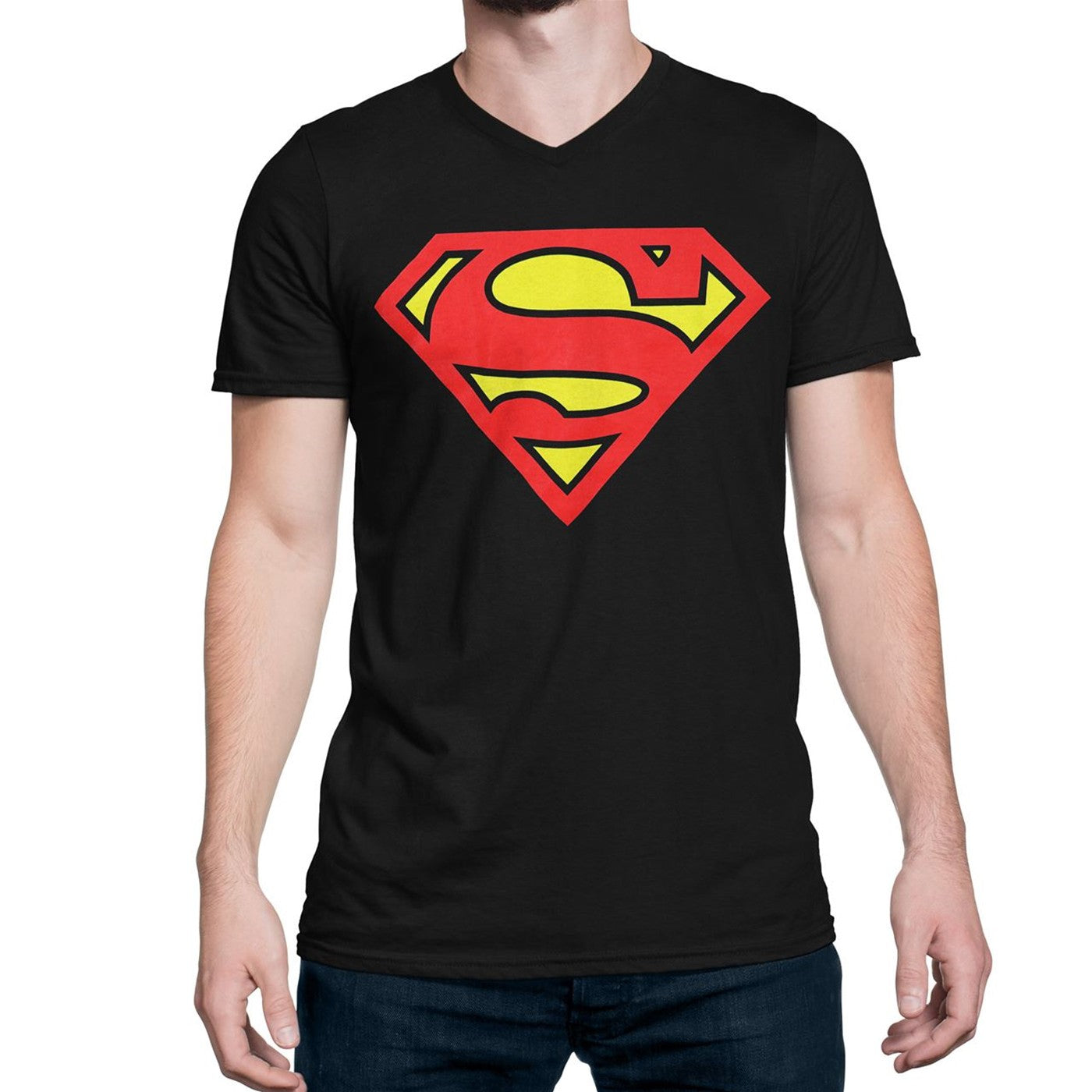 Superman Black Men's V-Neck T-Shirt