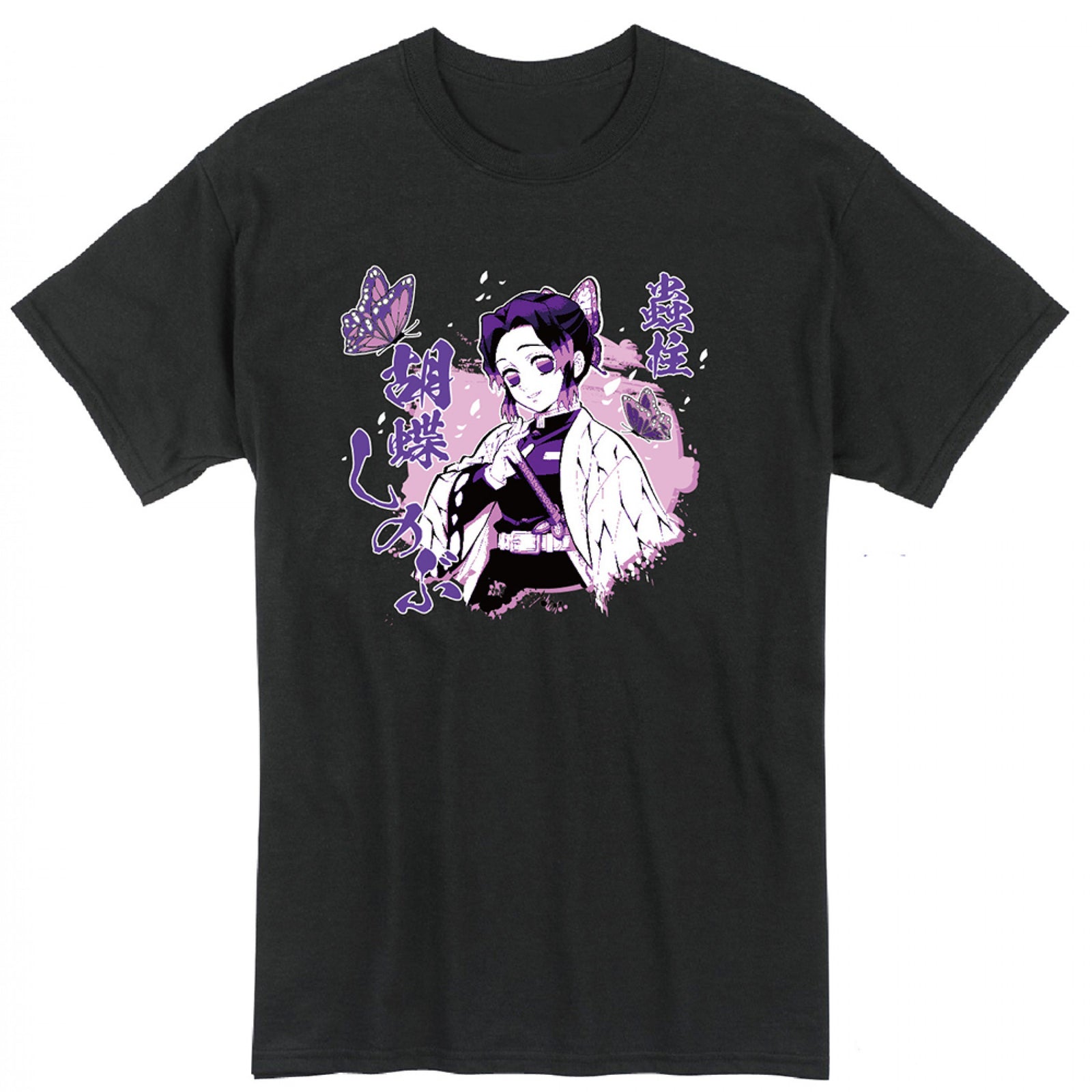 Demon Slayer Kocho Shinobu Character with Japanese Text T-Shirt