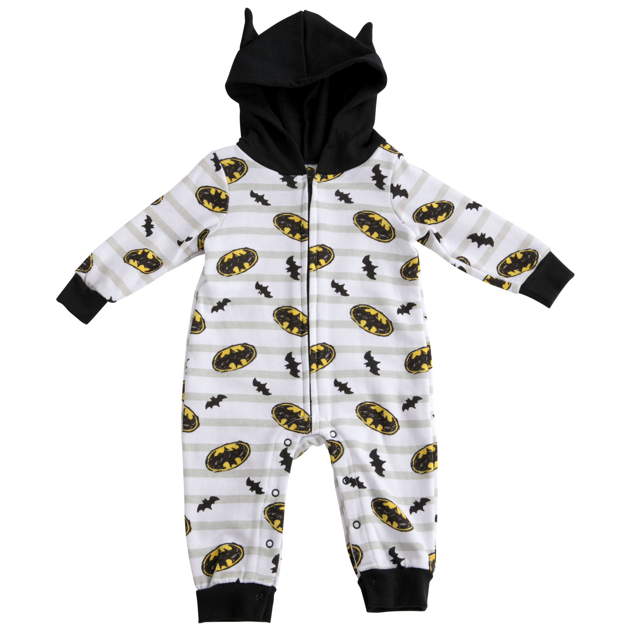 Batman Symbols Infant Hooded Fleece Coveralls with Ears