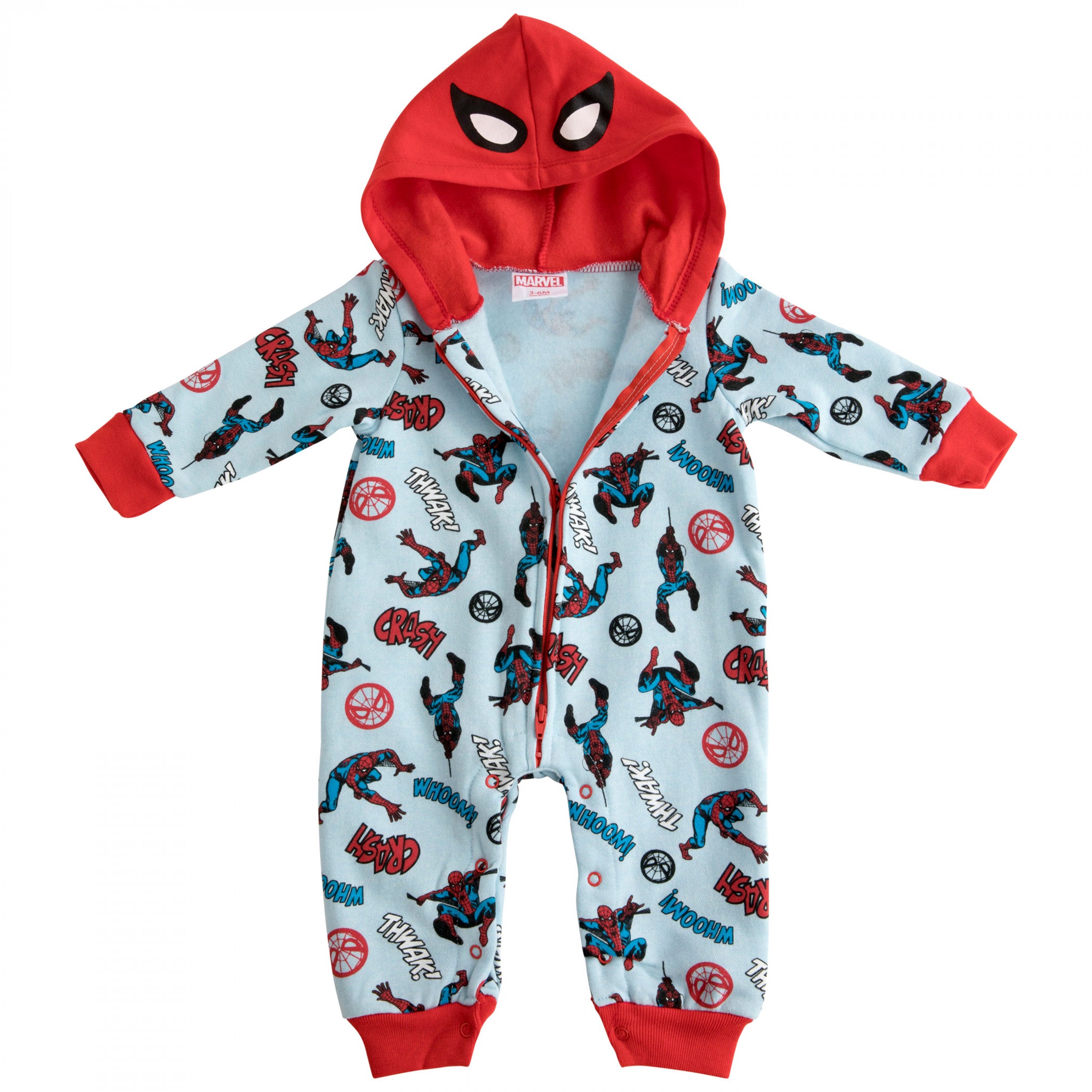 Spider-Man Comic Poses Infant Hooded Fleece Coveralls