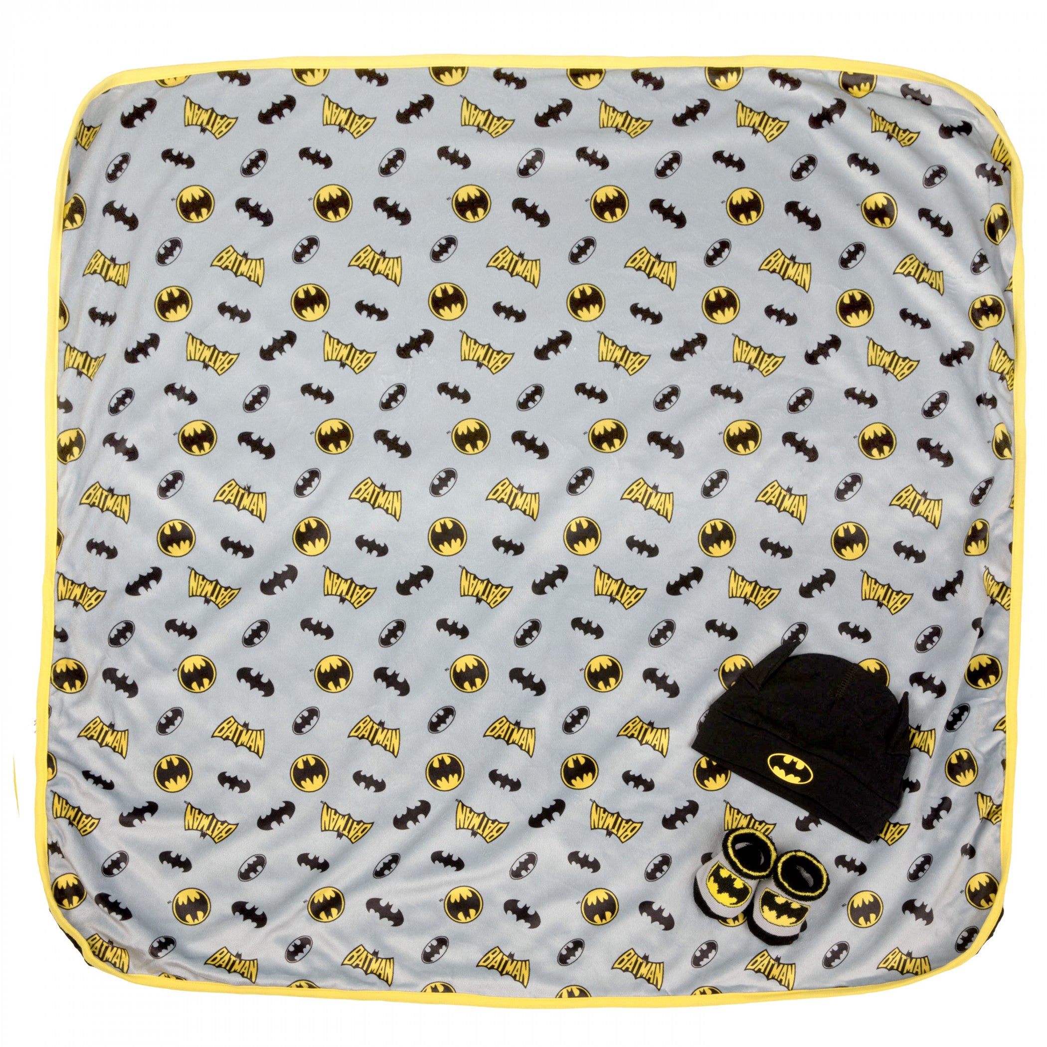 Batman Symbol Plush Infant Blanket with Cap and Booties