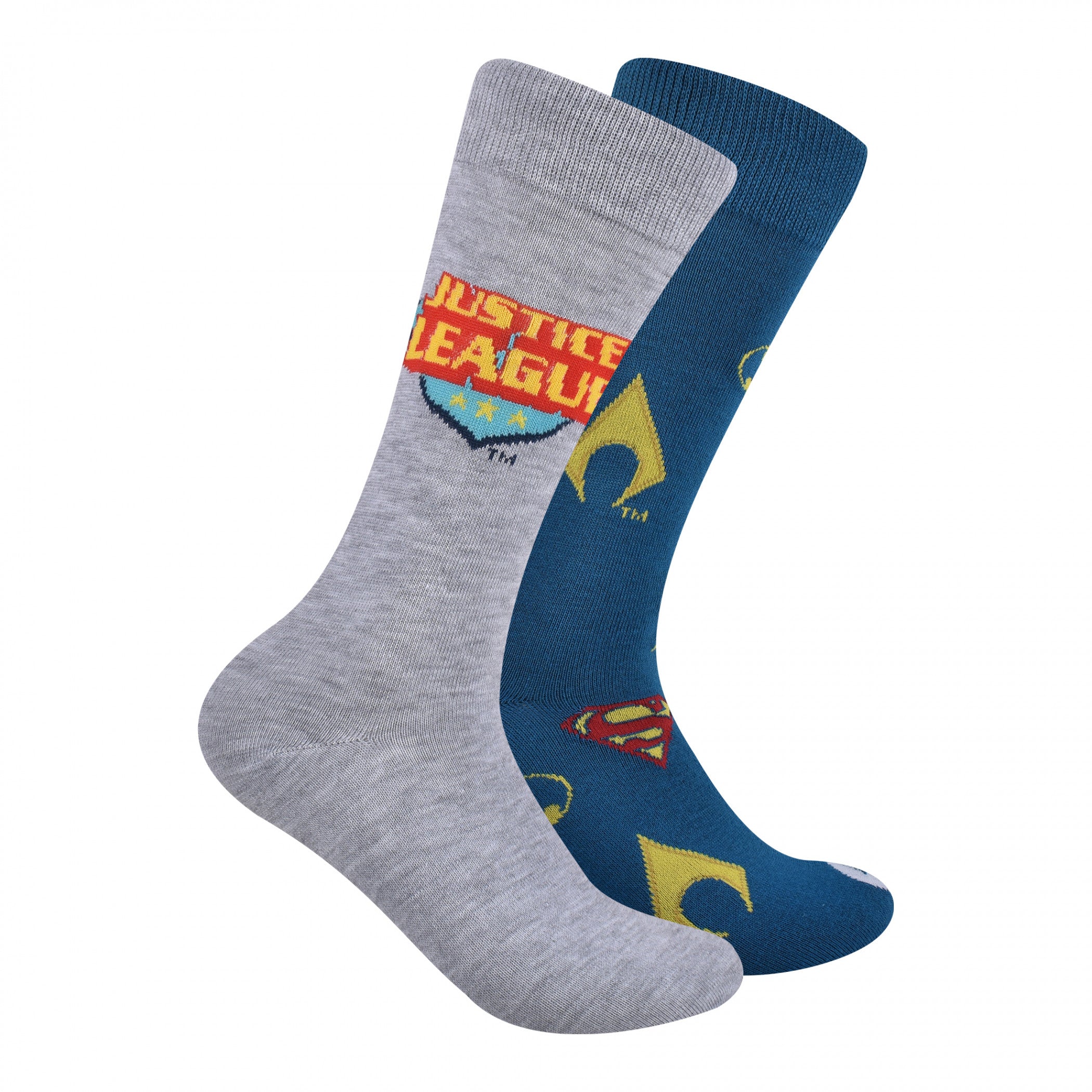 DC Justice League Team of Heroes Crew Socks 2-Pair Pack