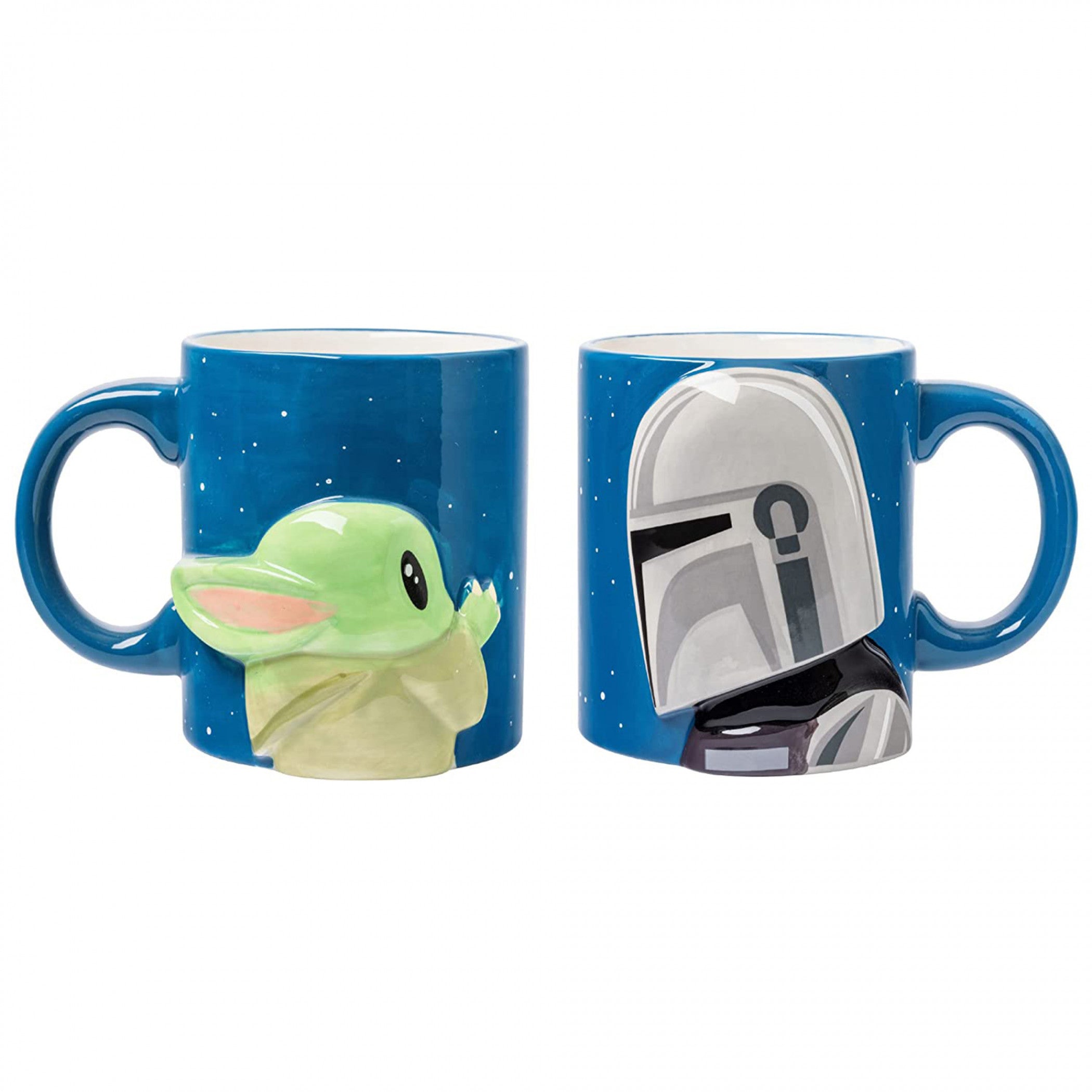 Star Wars The Mandalorian Grogu & Dinn Djarin 2PK 3D Ceramic Mug Set