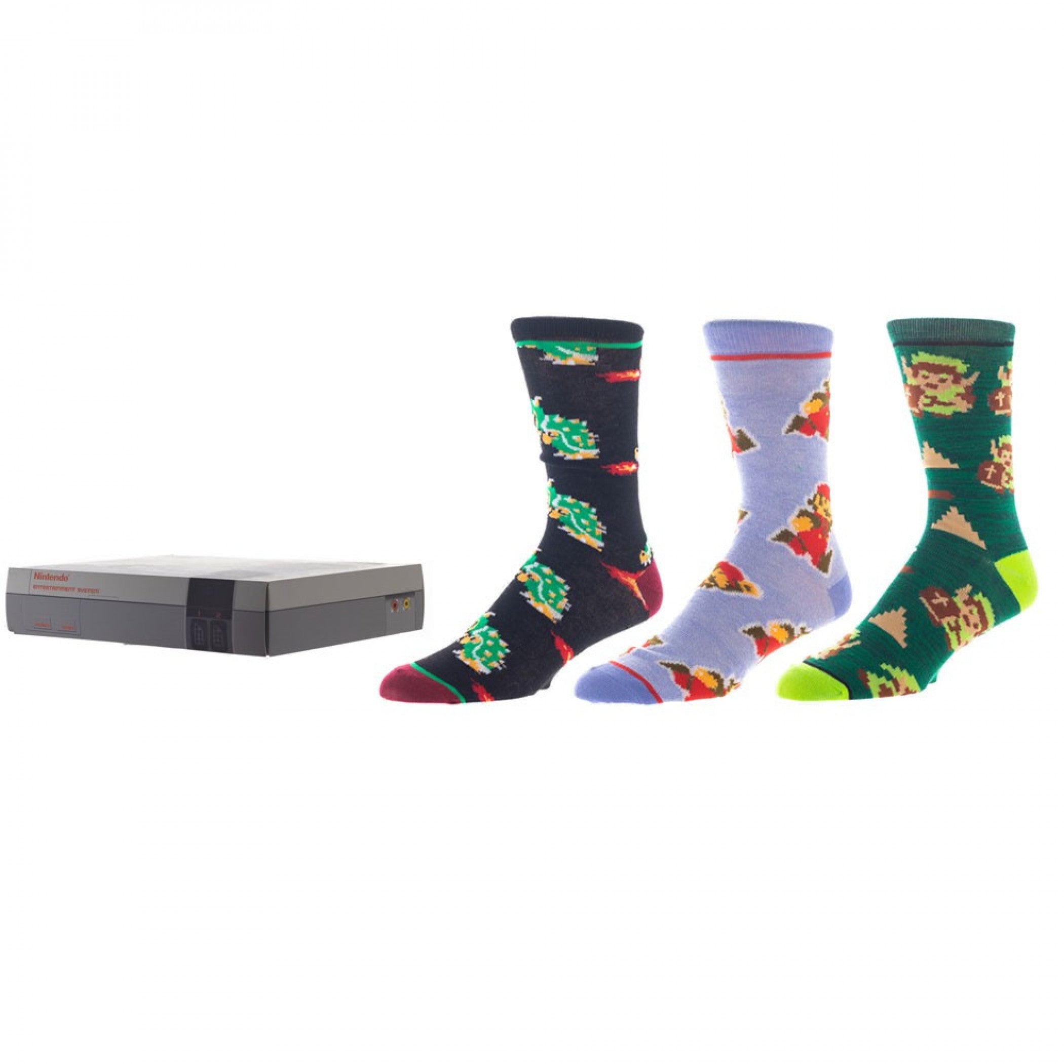 Nintendo Super Mario & Zelda 3-Pair Pack of Crew Socks Box Set