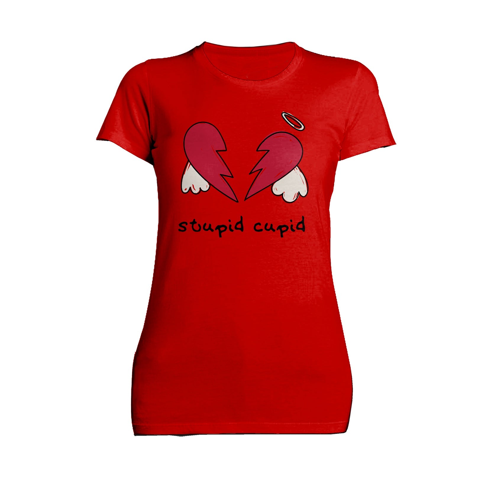 Anti Valentine Stupid Cupid Broken Heart Wings Women's T-shirt