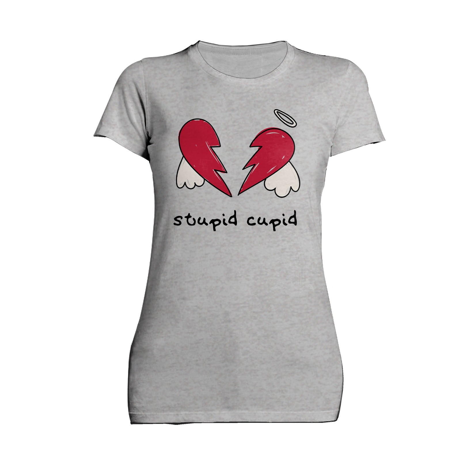 Anti Valentine Stupid Cupid Broken Heart Wings Women's T-shirt