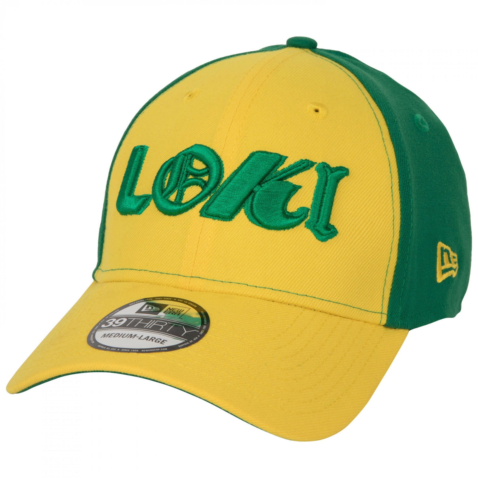 Loki Marvel Studios Yellow & Green Colorway New Era 39Thirty Fitted Hat