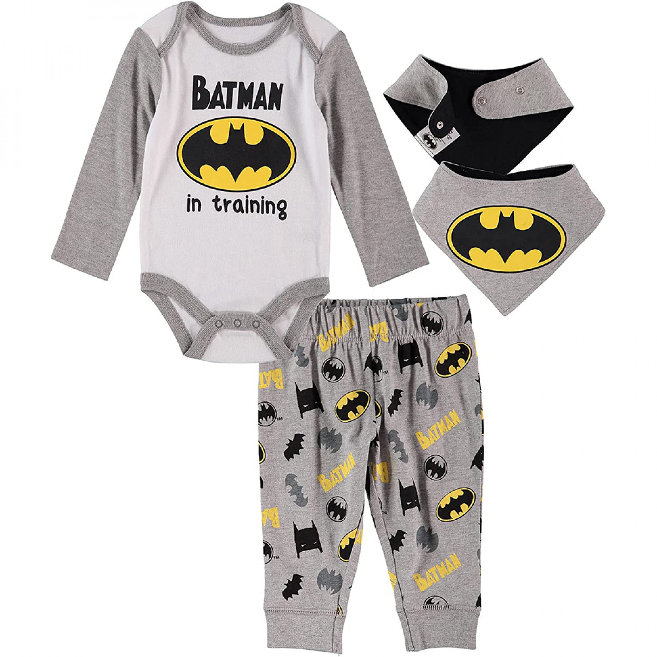 Batman In Training 3-Piece Infant Bodysuit Pant and Bib Set