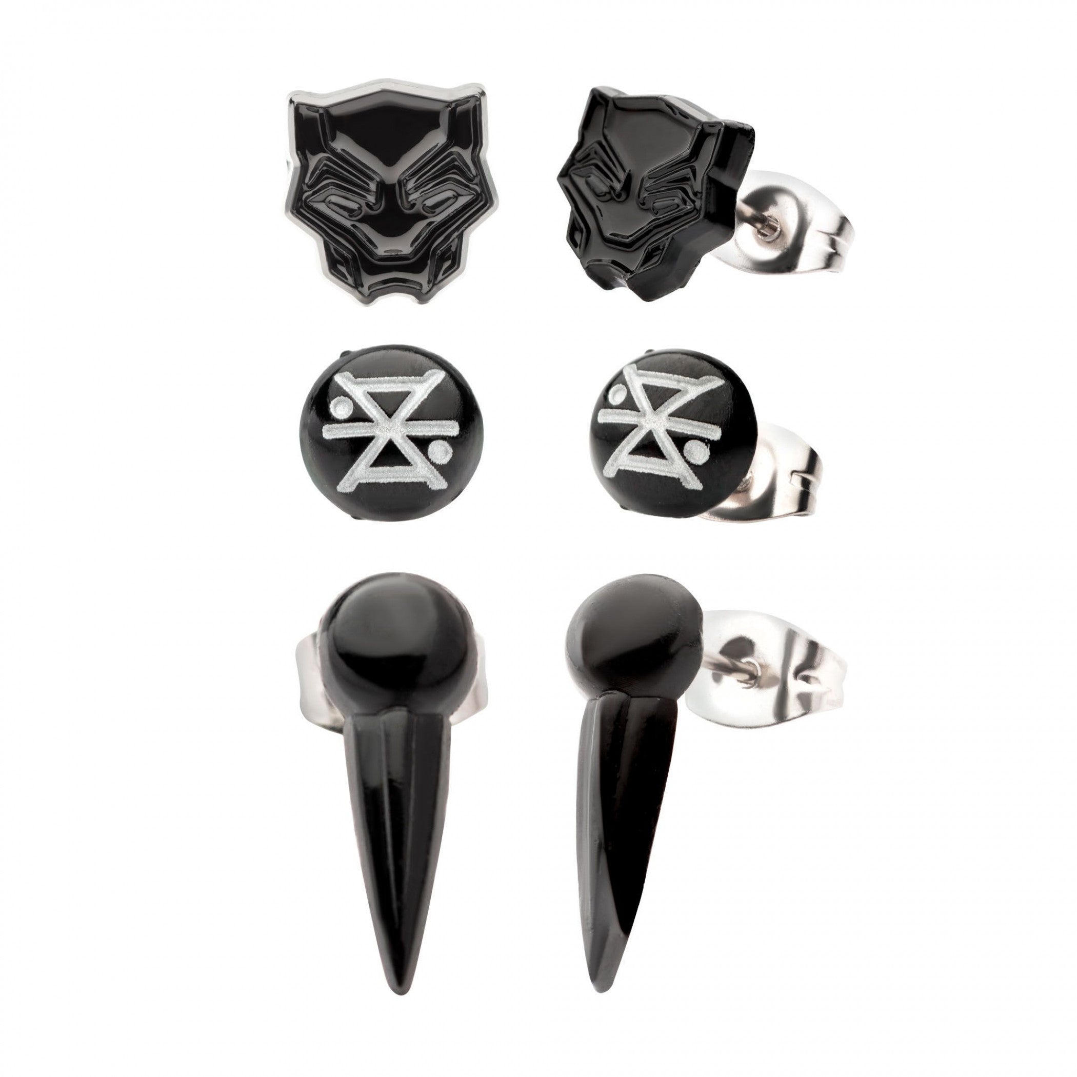 Black Panther Symbols 3-Pair Earrings Set