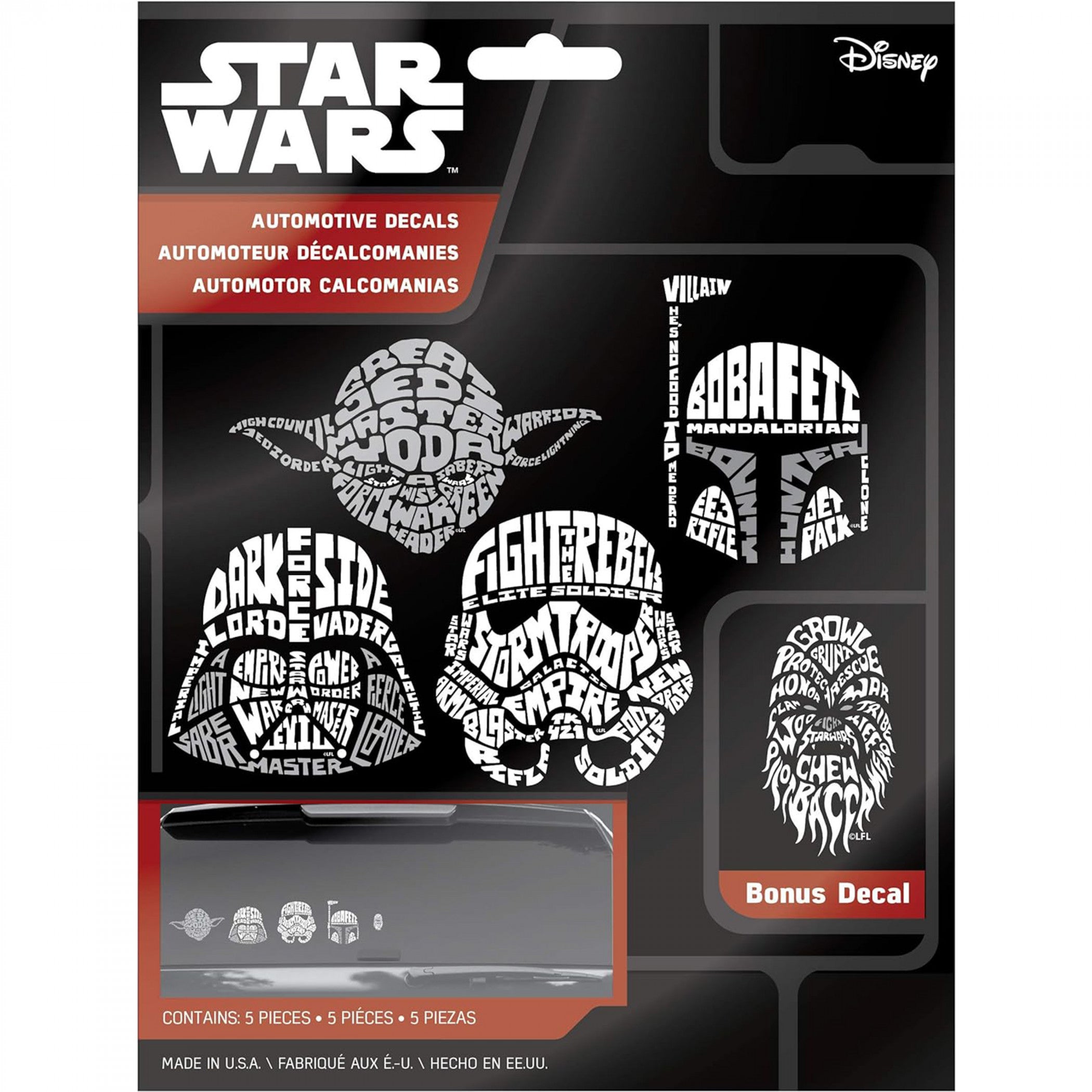 Star Wars Word Cloud 5-Piece Car Decal Kit
