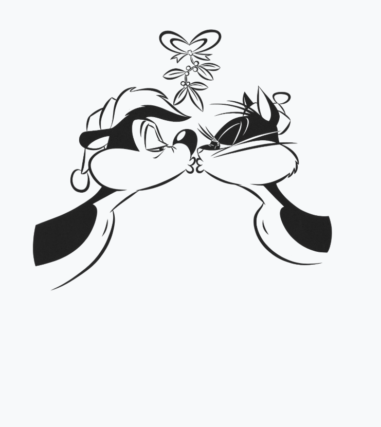 Looney Tunes Pepe Le Pew Xmas Kiss Official Women's T-Shirt ()