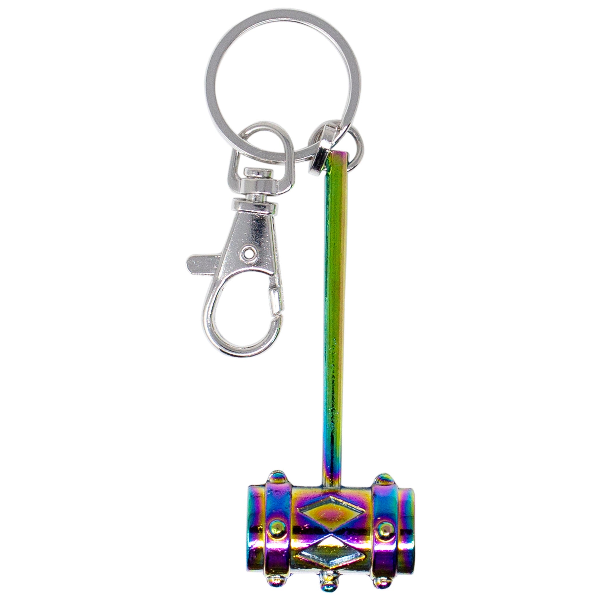 Harley Quinn's Mallet Keychain with Rainbow Metallic Finish