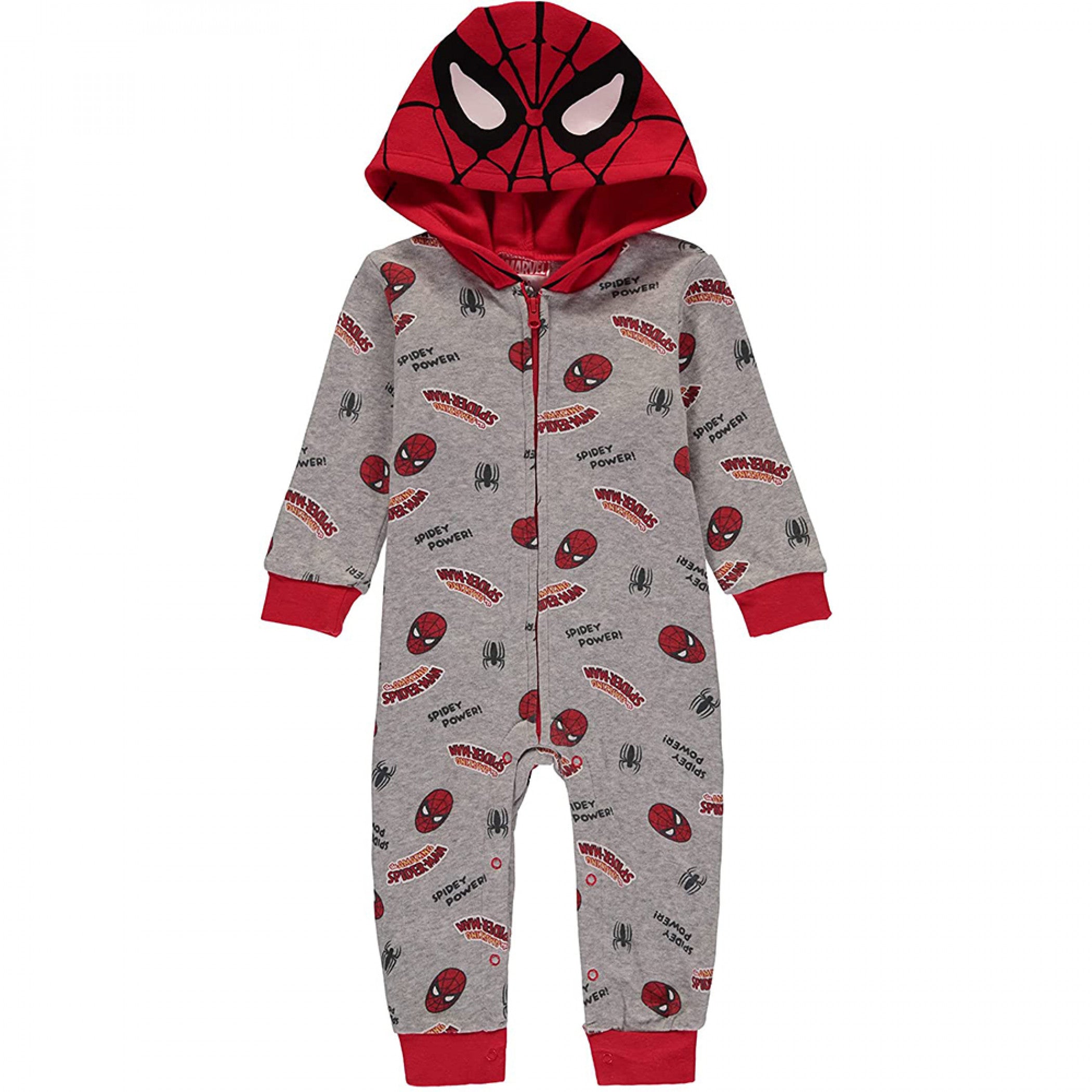Marvel Spider-Man Heads and Text Hooded Romper