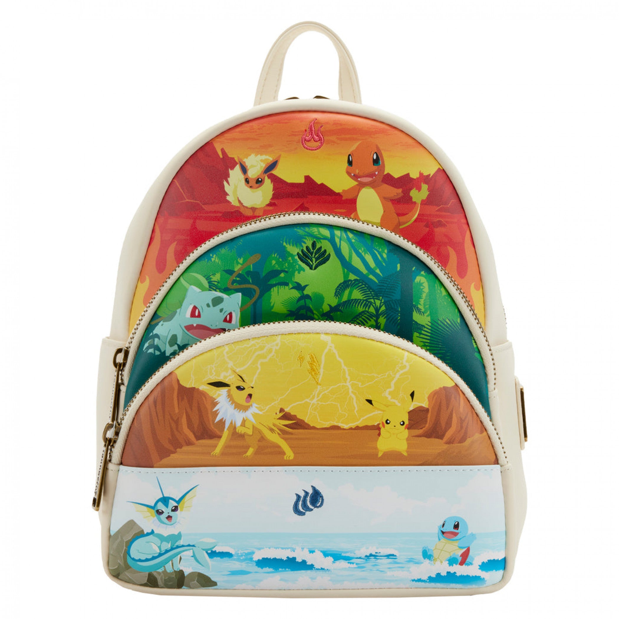 Pokemon Elemental Types Triple Pocket Mini Backpack