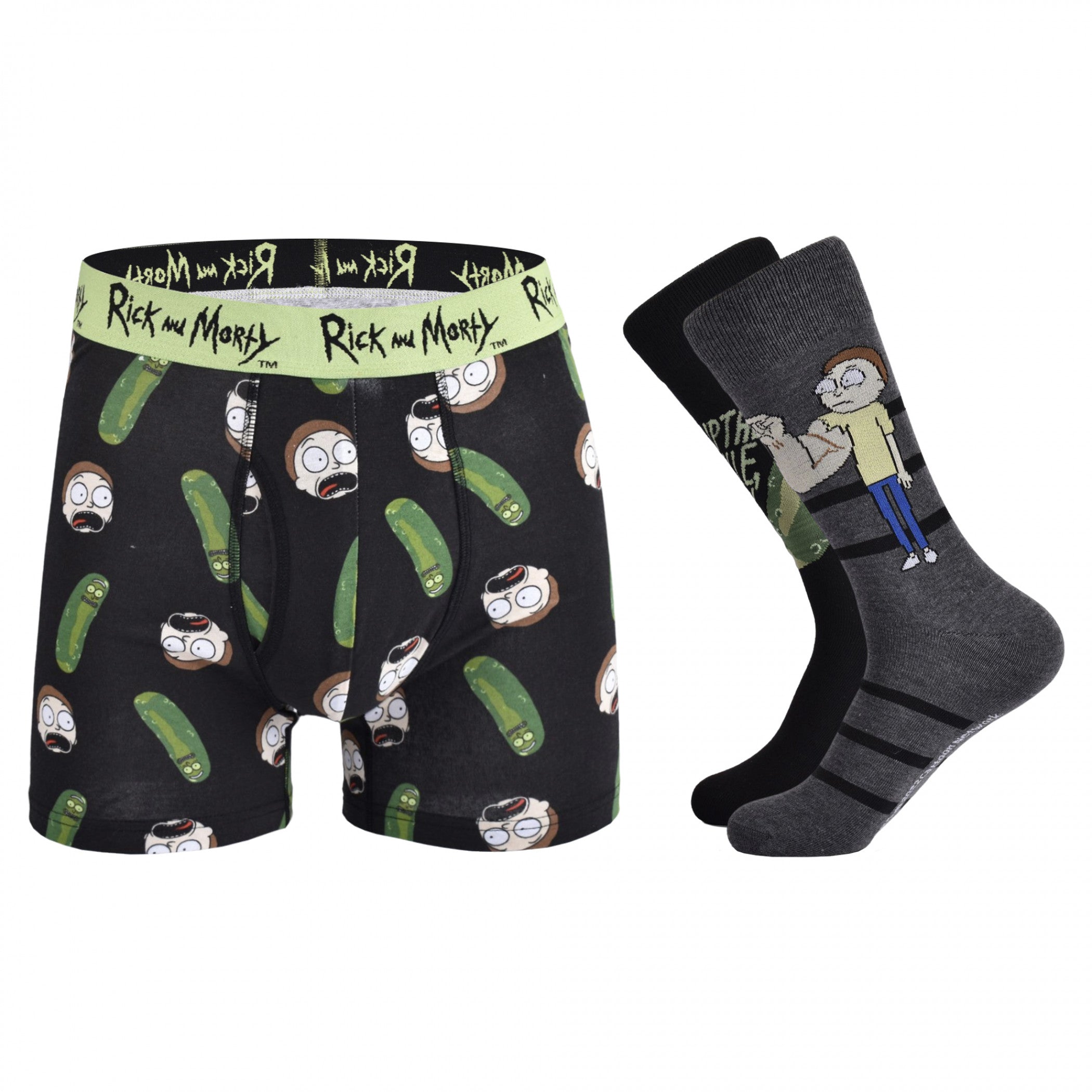 Rick and Morty Pickle Rick Underwear and Crew Socks Boxed Set