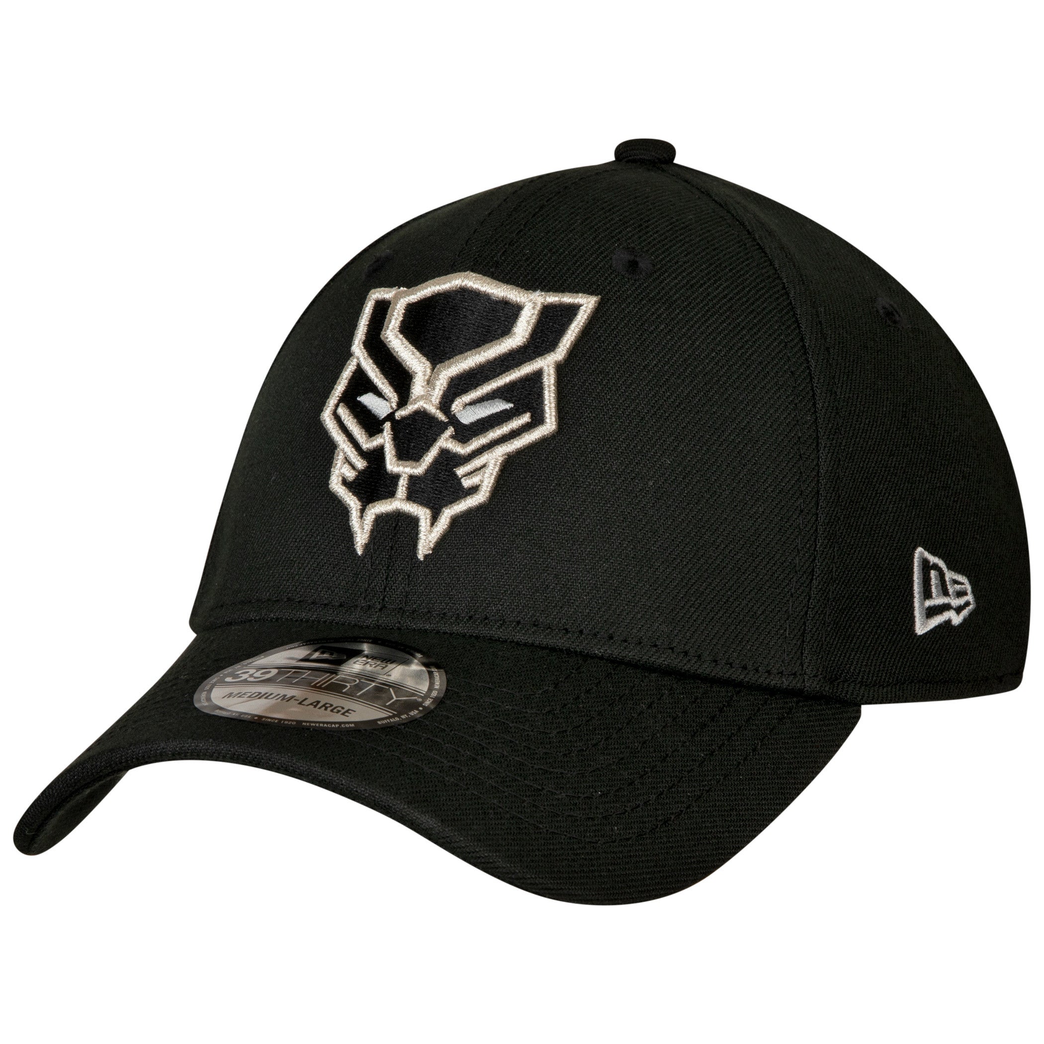 Black Panther Face Symbol Color Block New Era 39Thirty Fitted Hat