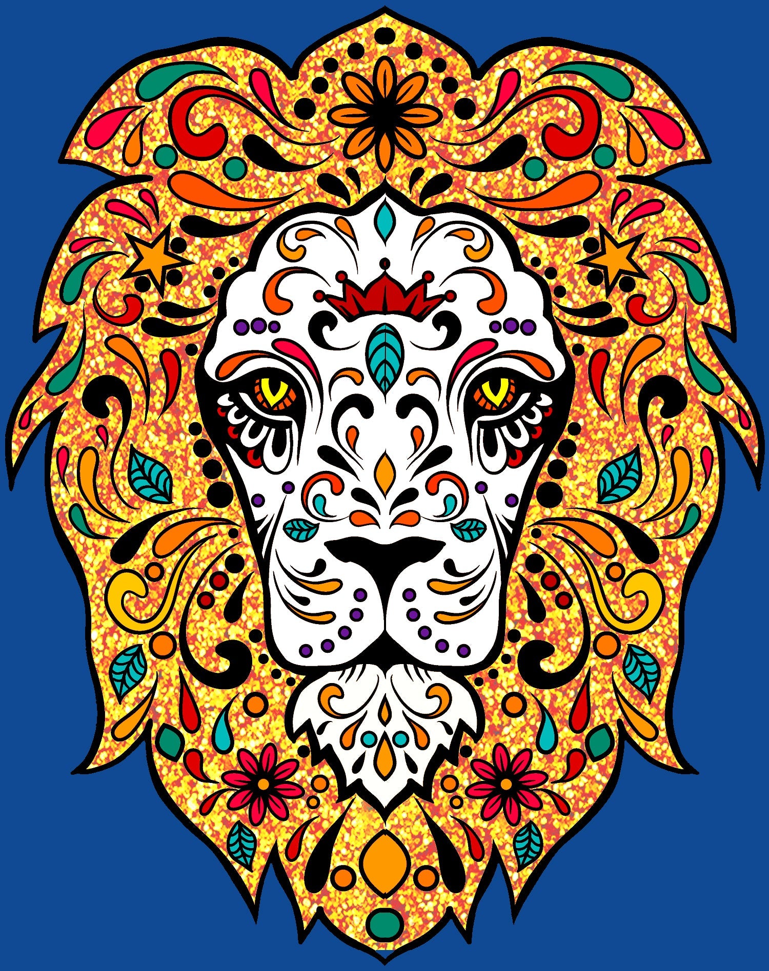 Halloween Day Of The Dead Calavera Lion Sugar Skull Official Men's T-shirt