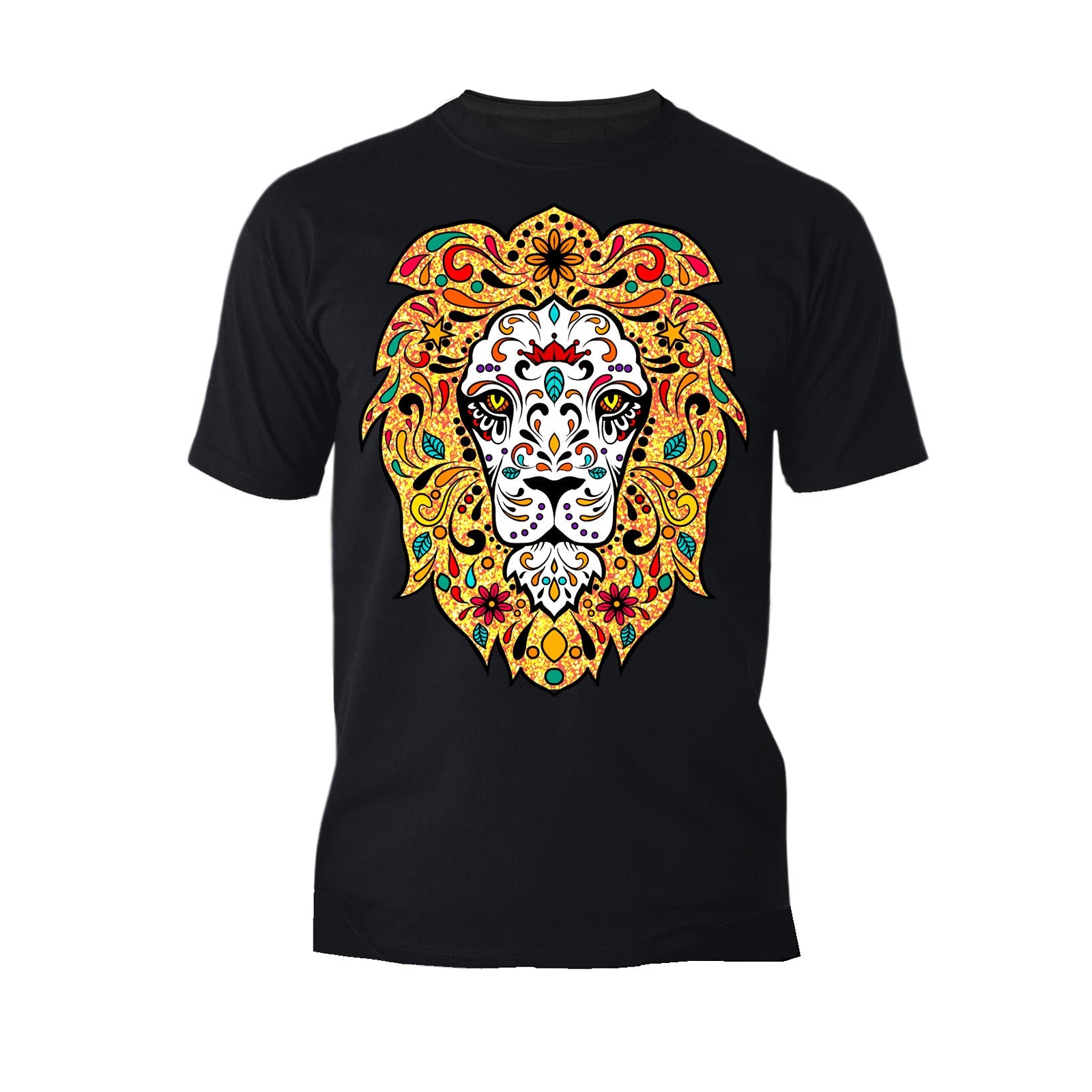 Halloween Day Of The Dead Calavera Lion Sugar Skull Official Men's T-shirt