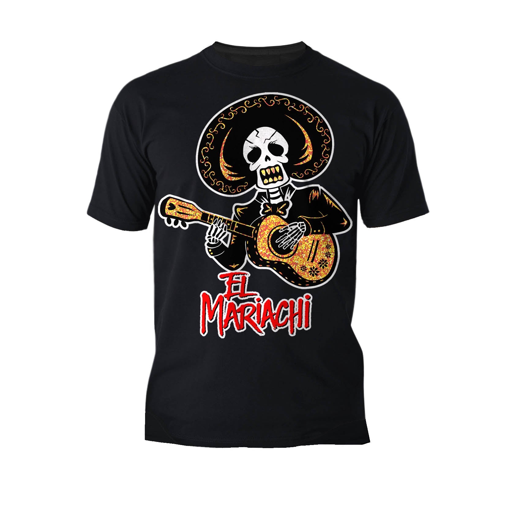 Halloween Day Of The Dead El Mariachi Guitar Sugar Skull Official Men's T-shirt